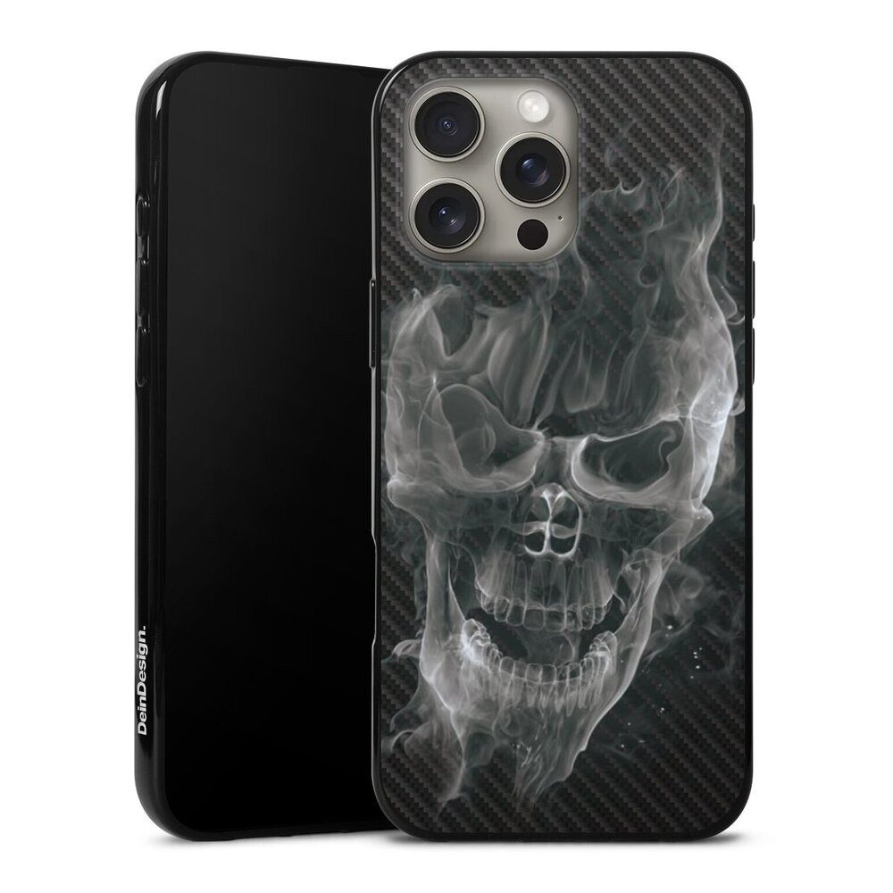 Handyhülle Totenkopf Schädel Carbon Smoke Skull Carbon