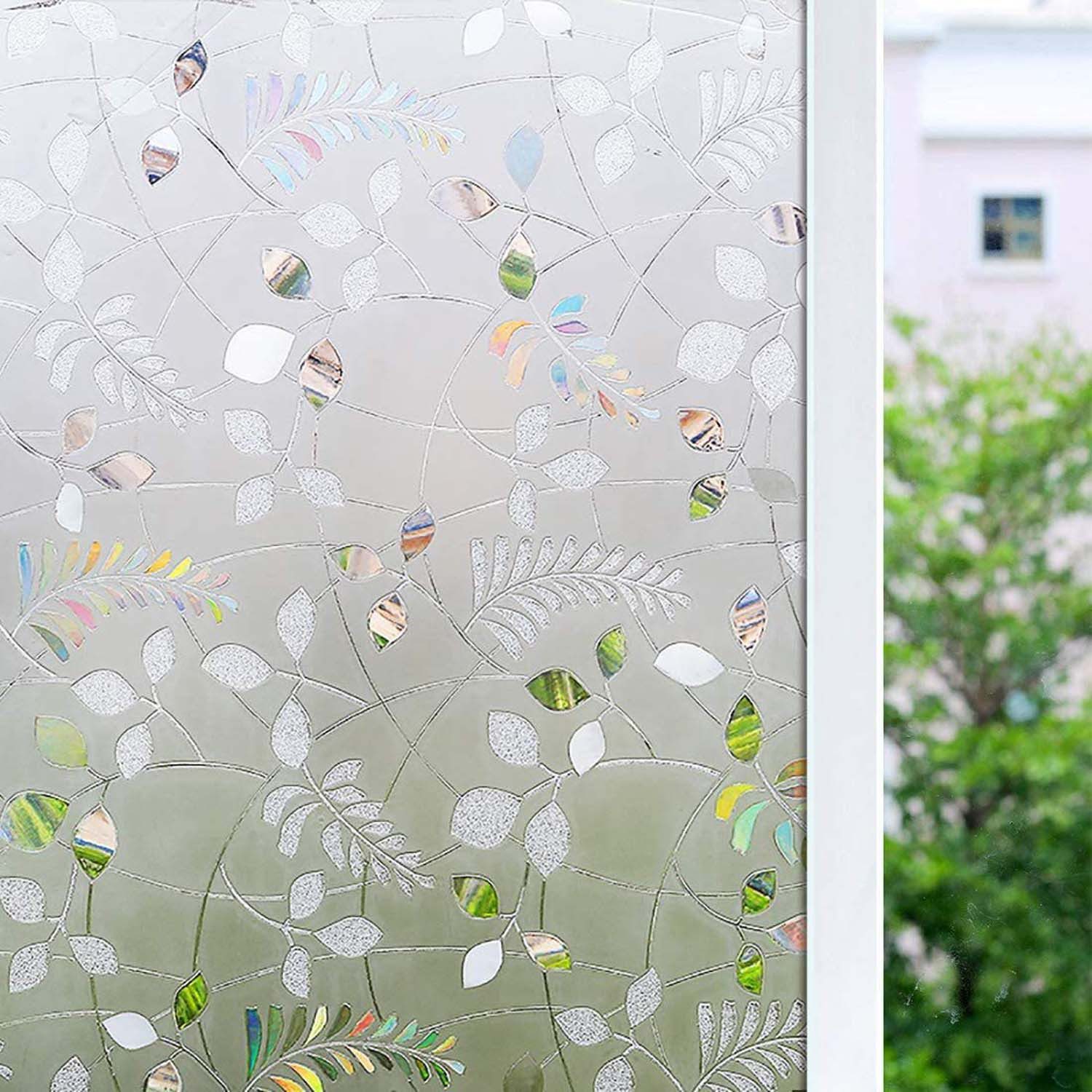 trends for living Fensterfolie Fensterfolie Blickdicht Selbsthaftend Motiv Blume Sichtschutz 45x200CM