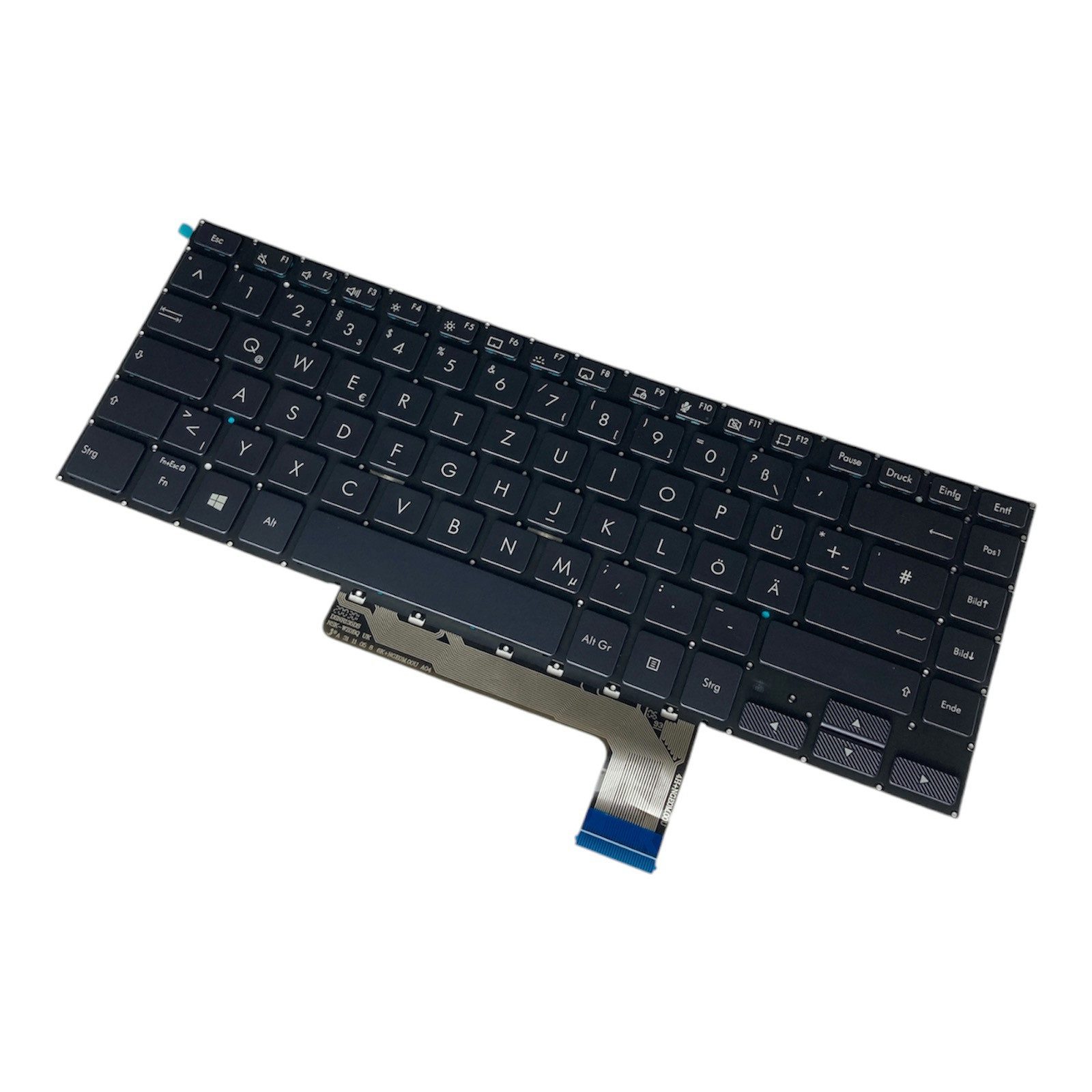 Trade-Shop Ersatzteil passend für 0KNB0-462AGE00, NSK-WZ0BQ 0G, 9Z.NGEBQ.00G Tastatur (Tastenbelegung: Deutsch, QWERTZ / Farbe: Grau-Blau / mit Beleuchtung)