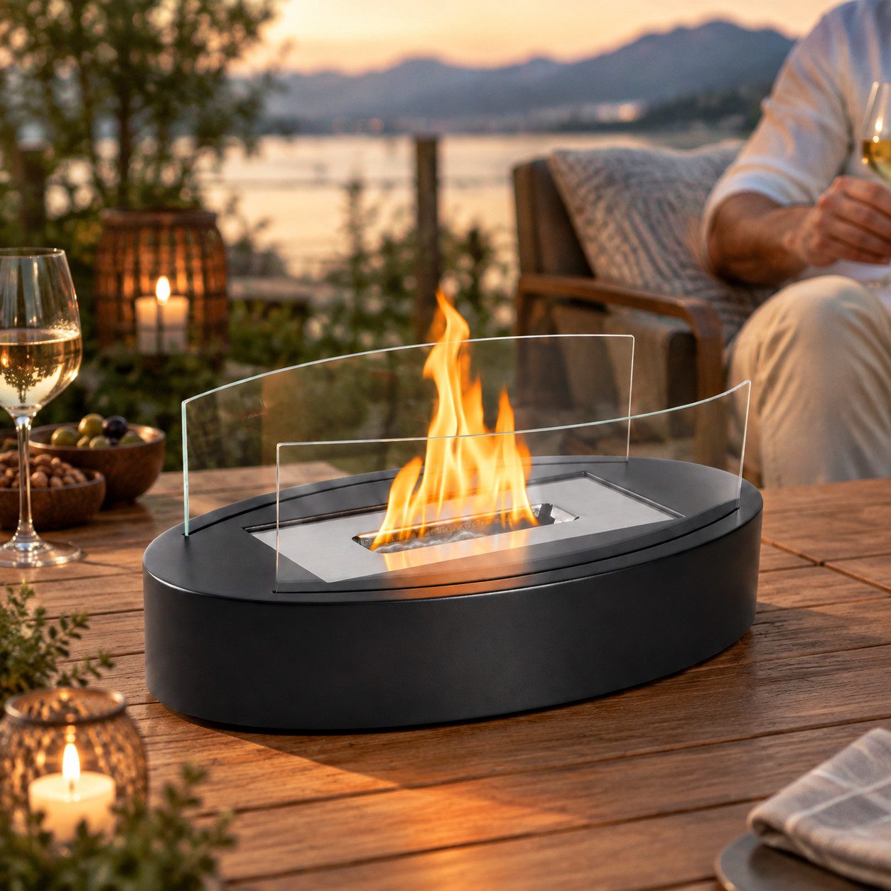 Nettlife Tischfeuer Bioethanol Kamin Tischkamin für Indoor/Outdoor, Tragbare Dekokamin (Set, Für Terrasse Balkon Garten Schlafzimmer Zuhause), Die Party Geschenkideens oder als stilvolle Tischdekoration