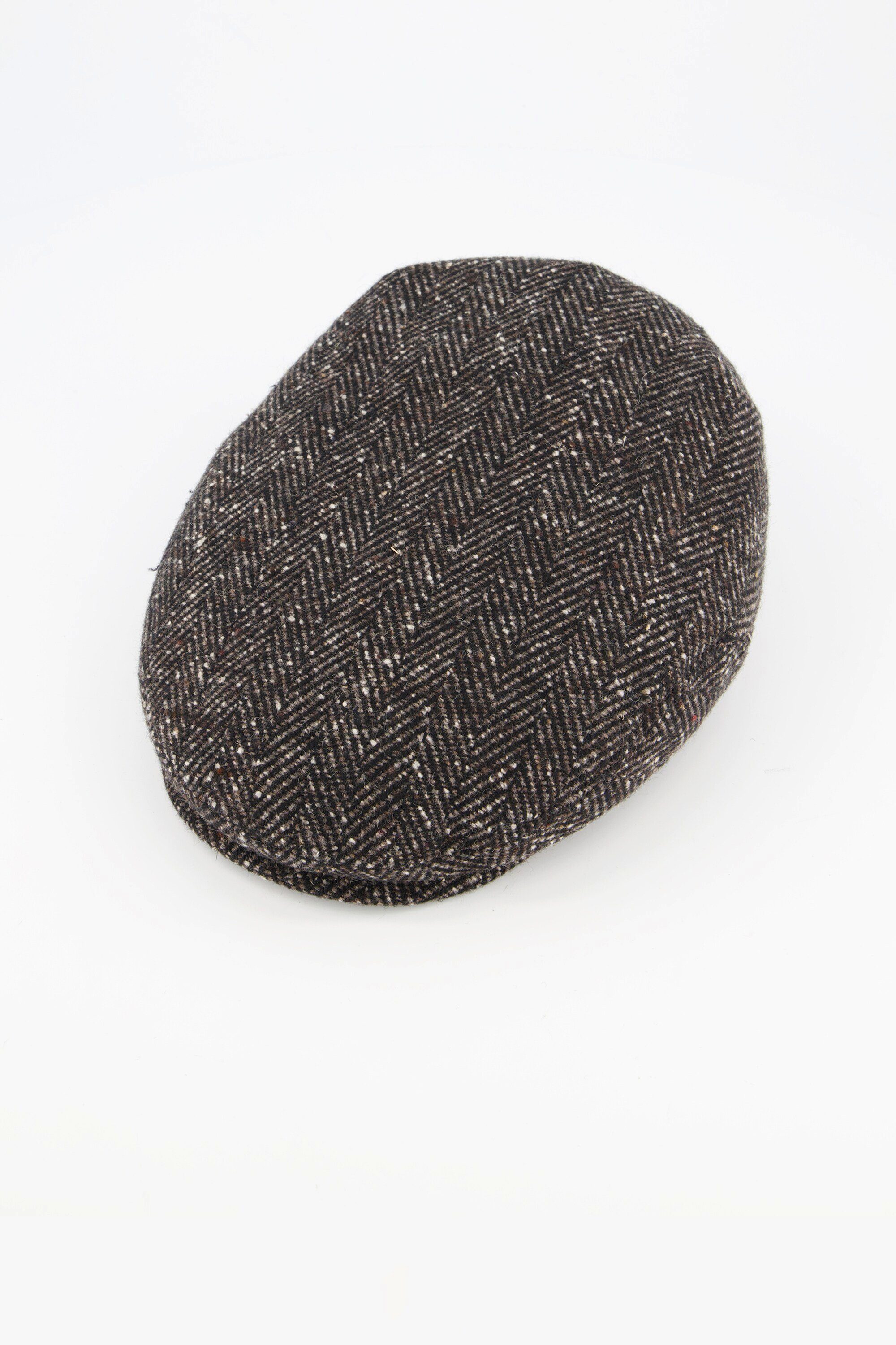 Strickhandschuhe braun Schirmmütze Woll-Qualität Fischgrat-Muster JP1880