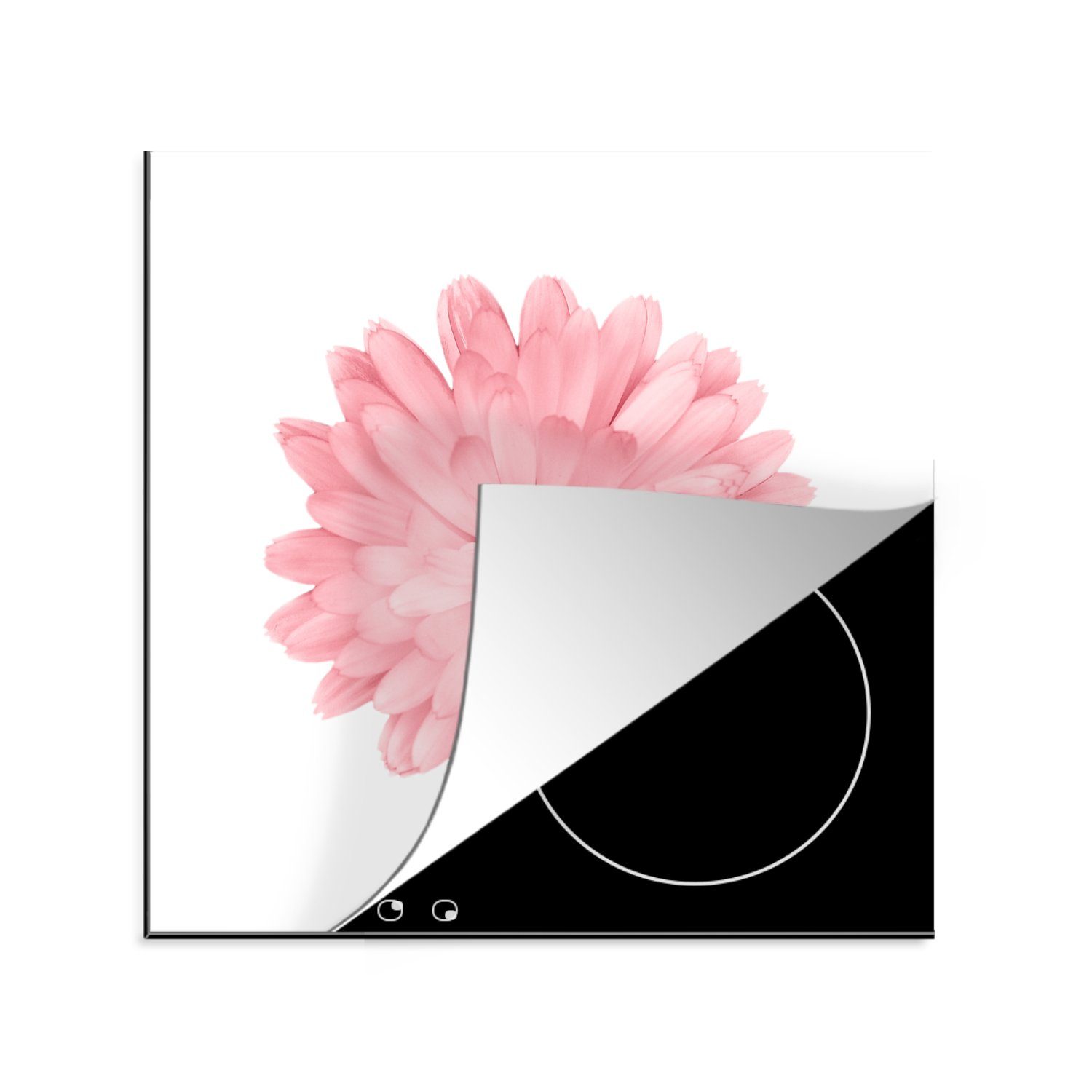 MuchoWow Herdblende-/Abdeckplatte Blumen - Rosa - Kamille, Vinyl, (1 tlg), 78x78 cm, Ceranfeldabdeckung, Arbeitsplatte für küche