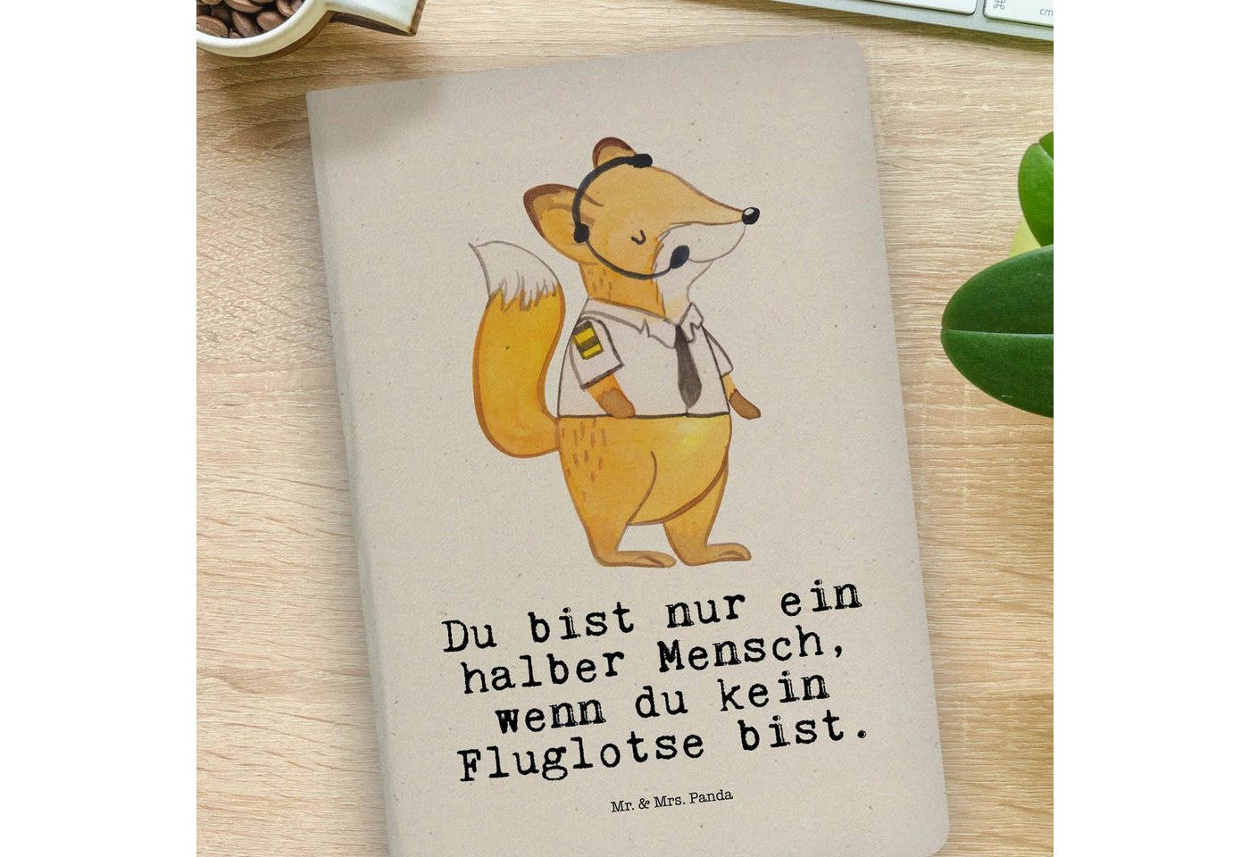 Thumbnail - Mr. & Mrs. Panda Notizbuch Fluglotse Herz - Transparent - Geschenk, DIN A4 Notizbuch Für Studium Mr. & Mrs. Panda, Bezau...