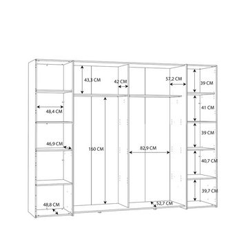 freiraum Dreh-/Schwebetürenschrank Narago (BxHxT: 270,3x210x61 cm) in Bakersfield Wallnuss / Wolfram Grau mit 4 Türen und 12 Fächern