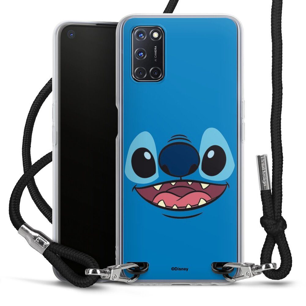 DeinDesign Handyhülle Lilo & Stitch Disney Offizielles Lizenzprodukt Stitch Closeup, Oppo A72 Handykette Hülle mit Band Case zum Umhängen Cover mit Kette