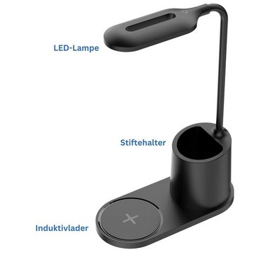 fontastic Schreibtischlampe mit Induktivlader schwarz Induktions-Ladegerät (für alle Geräte mit Induktionslade Möglichkeit)
