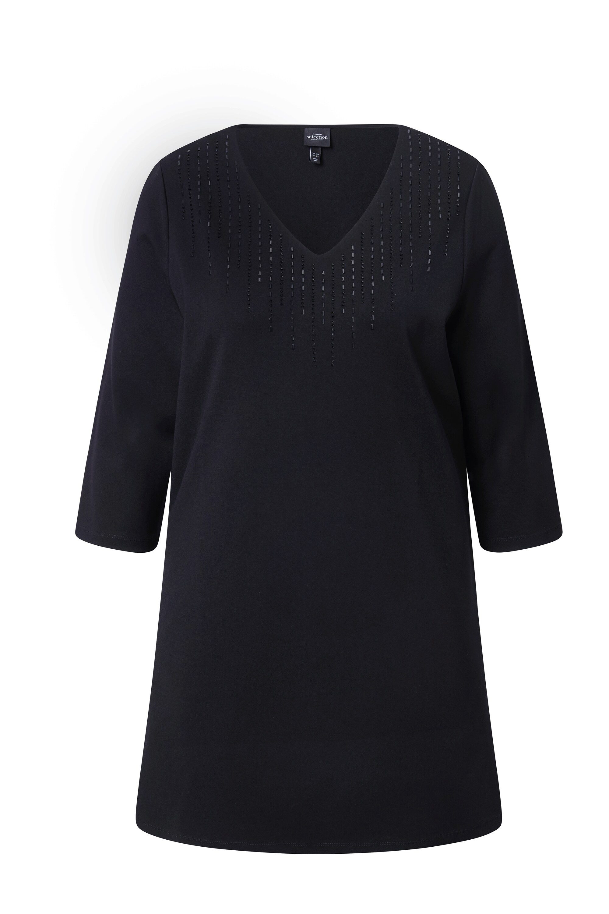 Ulla Popken Sweatshirt Sweatshirt Ziersteine V-Ausschnitt günstig online kaufen