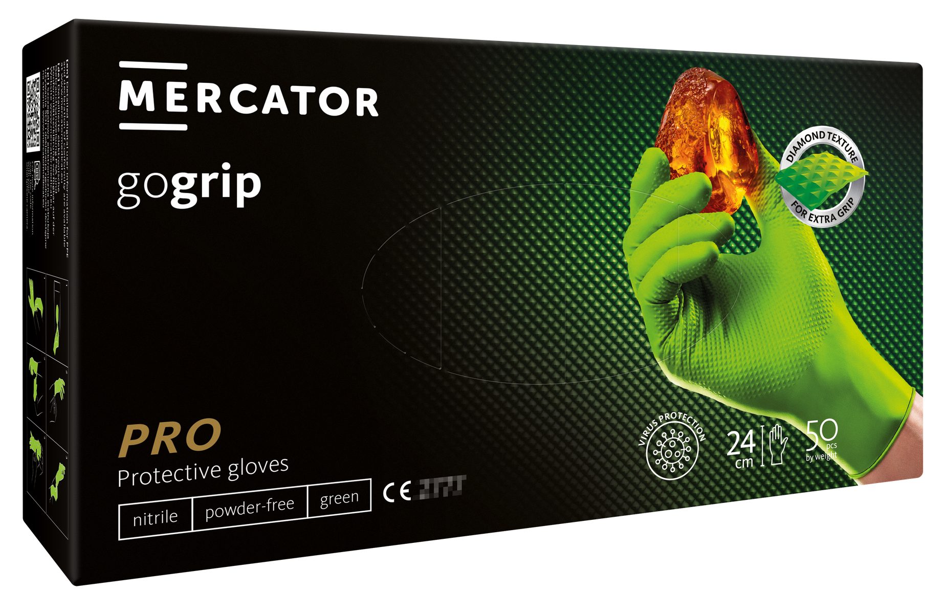 MERCATOR MEDICAL Einweghandschuhe MERCATOR gogrip black Green | Handschuhe