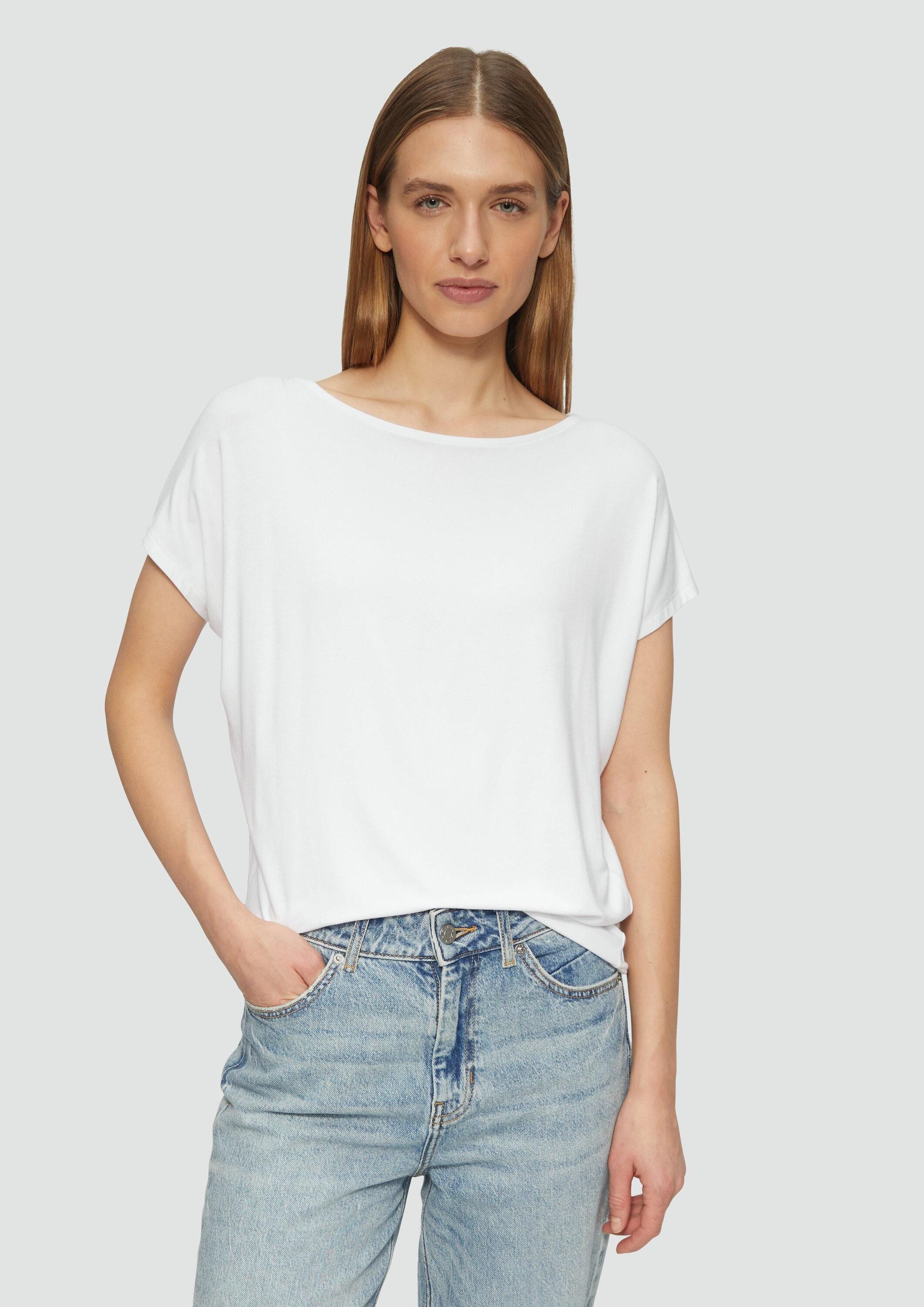 s.Oliver Kurzarmshirt T-Shirt Fließendes Jersey-Shirt mit überschnittenen S günstig online kaufen