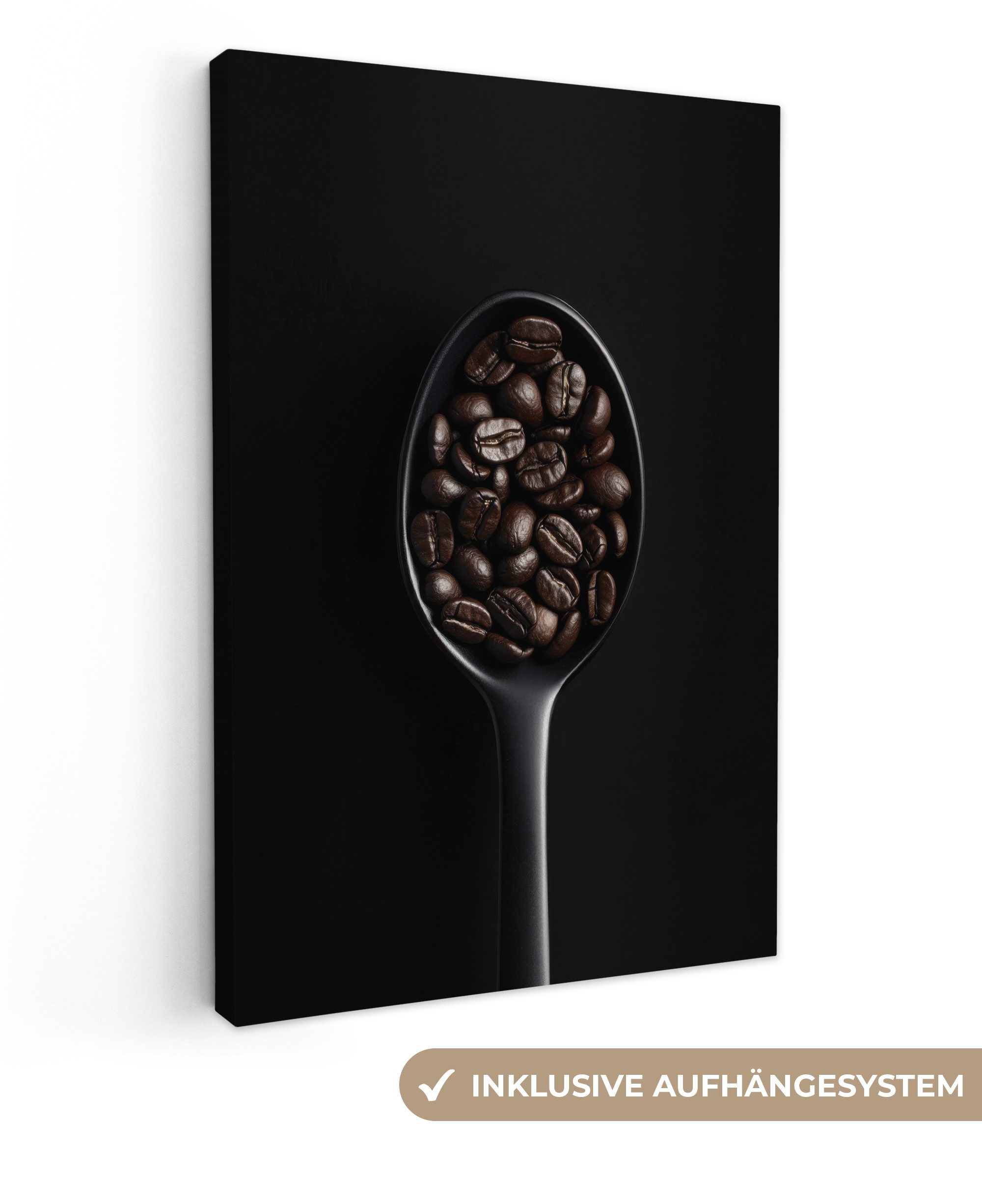 OneMillionCanvasses® Leinwandbild Kaffeebohnen - Löffel - günstig online kaufen