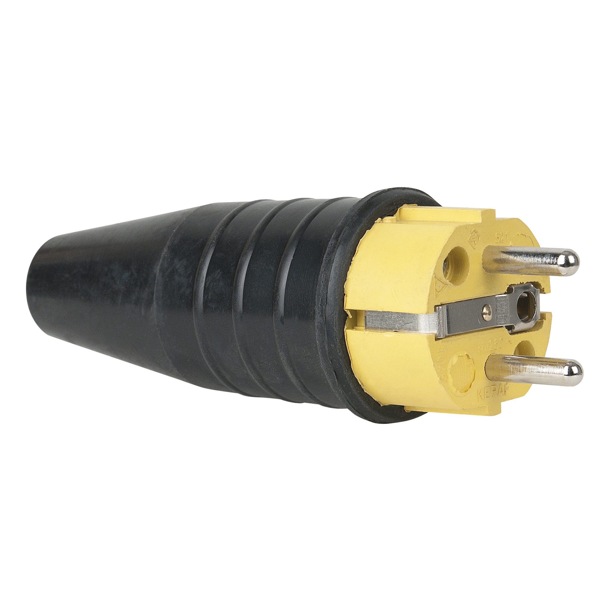 PCE Schuko-Stecker PCE Rubber Schuko Connector Male Gelb - 240 V - CEE 7/VII - 16 A