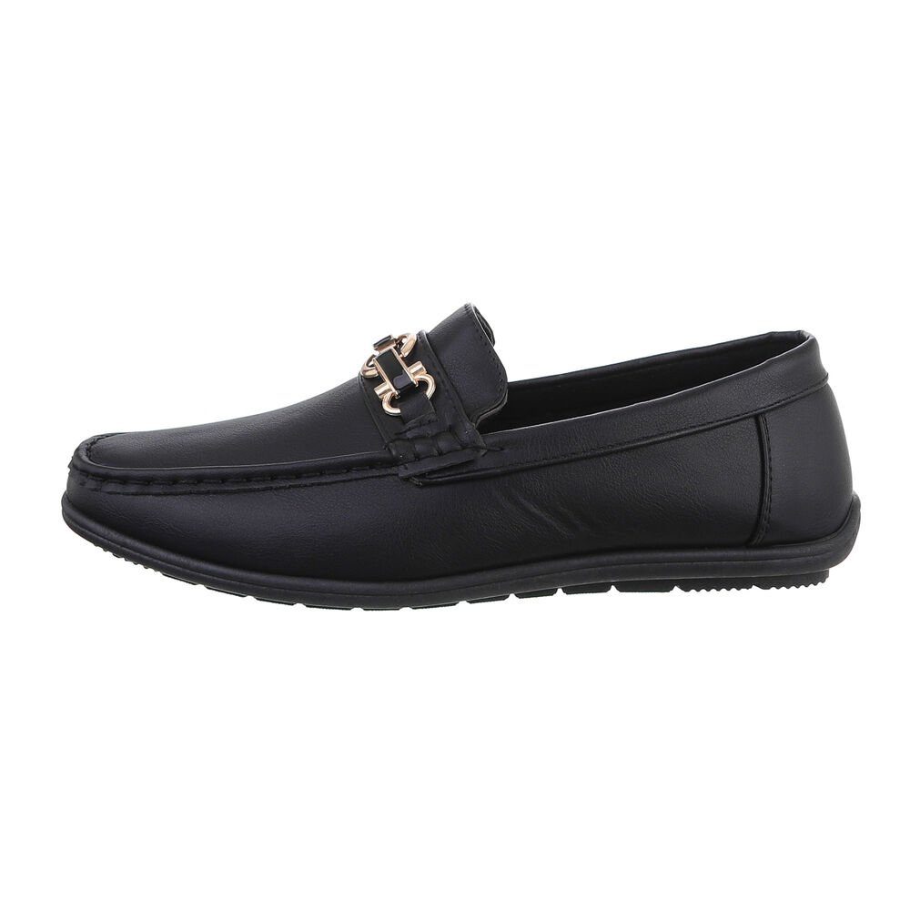 Ital-Design Herren Mokassins Freizeit Slipper Flach Slipper in Schwarz