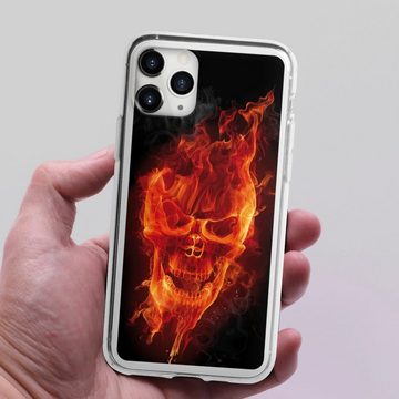 DeinDesign Handyhülle Totenkopf Feuer Schädel Burning Skull, Apple iPhone 11 Pro Max Silikon Hülle Bumper Case Handy Schutzhülle