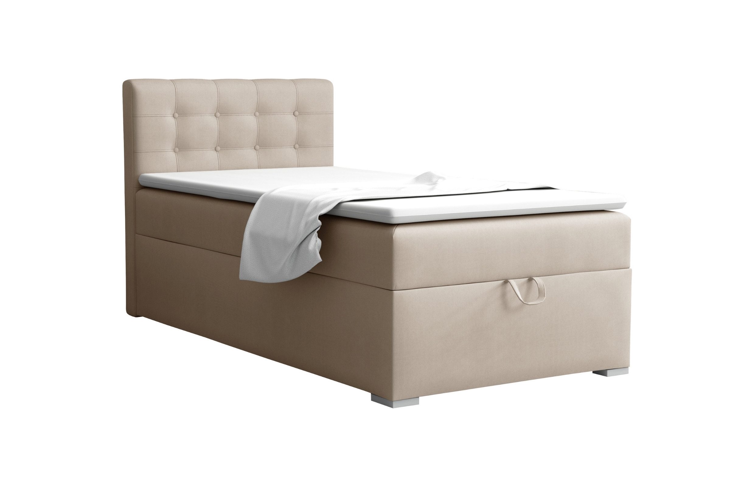 Deine Möbel 24 Boxspringbett TEEN 3 Bett für Teenager Jugend Jugendbett Einzelbett (Jugendzimmer Beige Grau Hellgrau Grau Anthrazit Schwarz, 3-St., Bonellfederkern-Matratze H3 Taschenfederkern-Matratze H4), 90x200 100x200 Polsterbett Velours