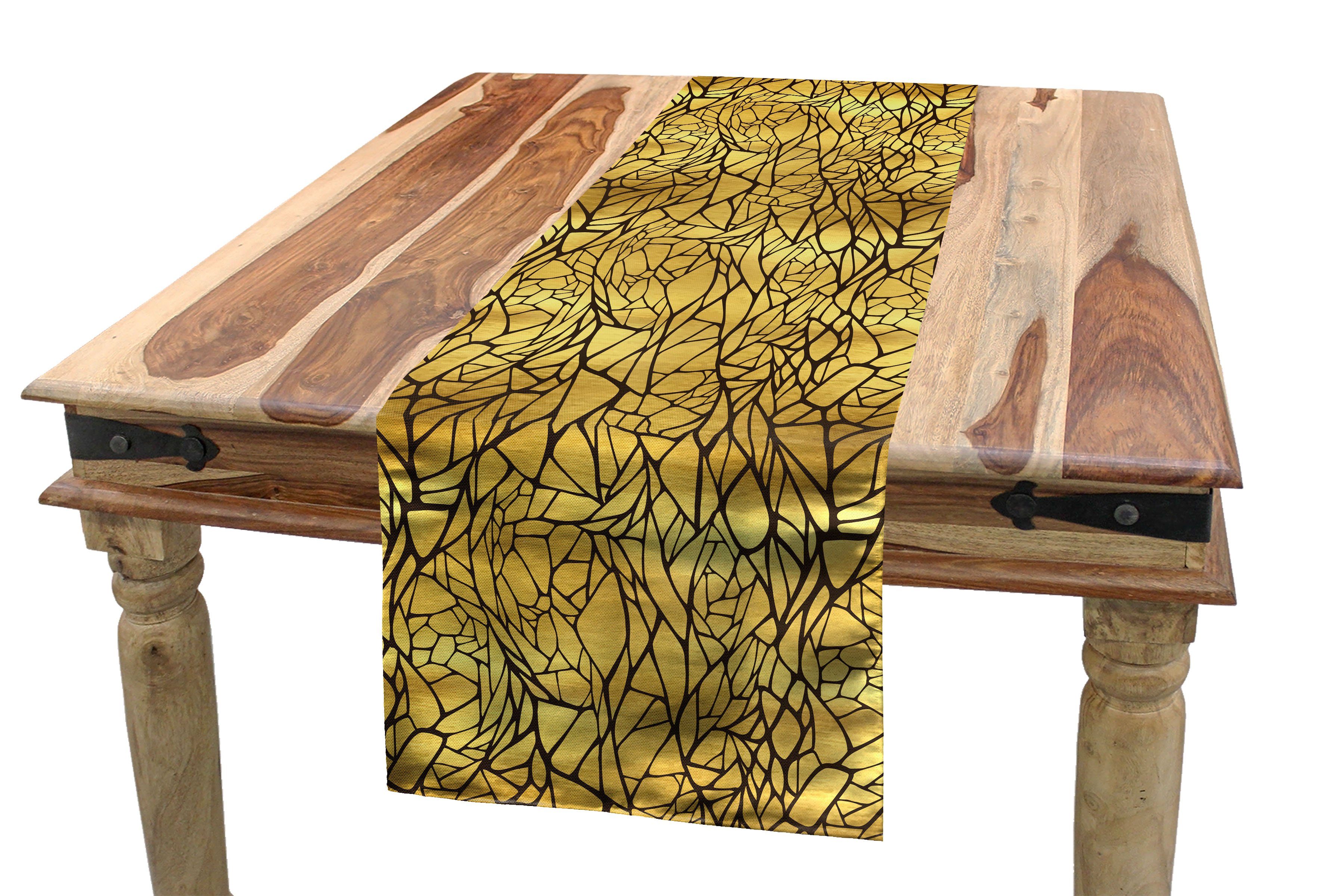 Abstrakte Gold Mosaik Tischläufer, Dekorativer Abakuhaus Wie Küche Esszimmer Rechteckiger Tischläufer Motive