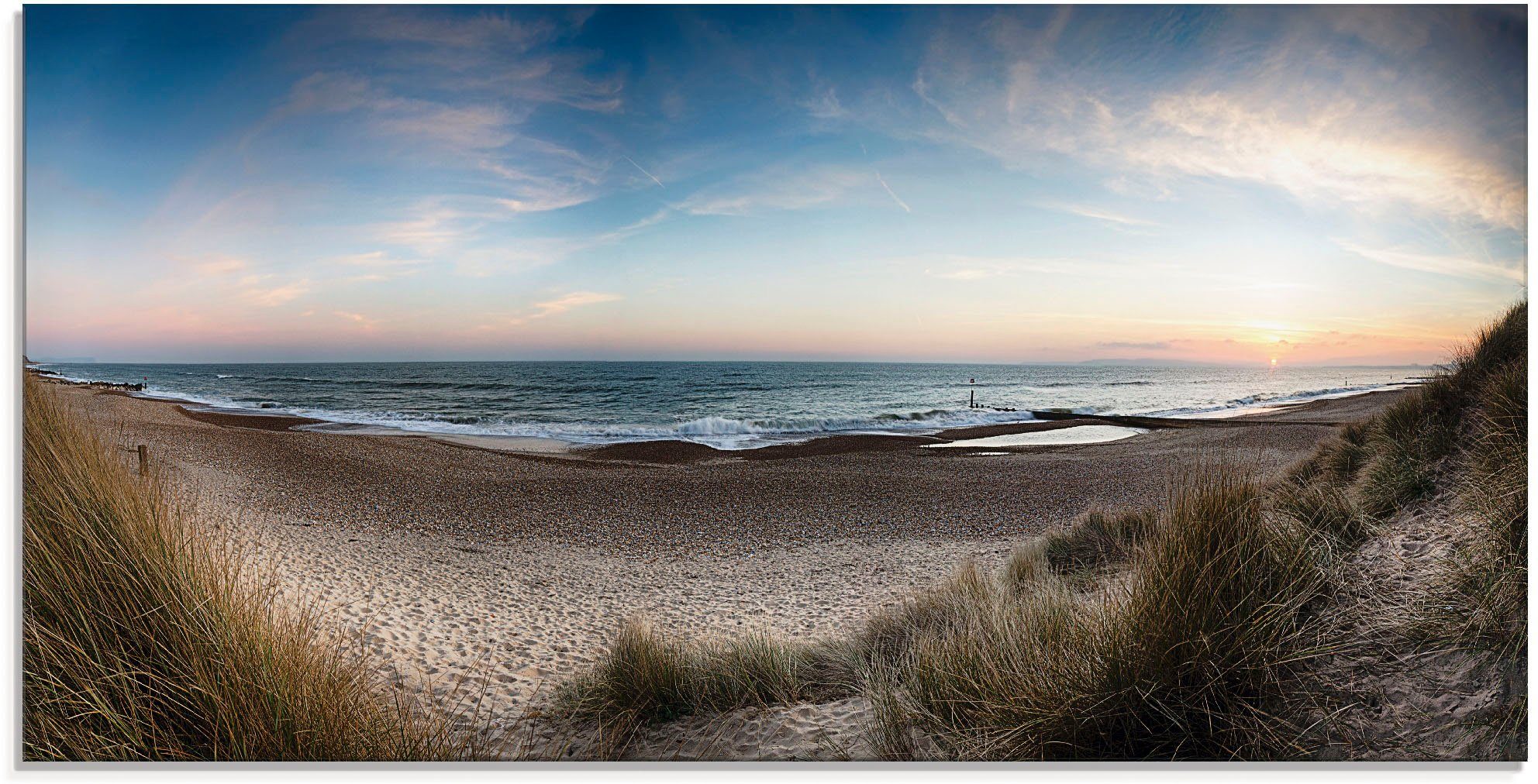Artland Glasbild Strand und Sanddünen am Hengistbury Head, Küste (1 St), in verschiedenen Größen
