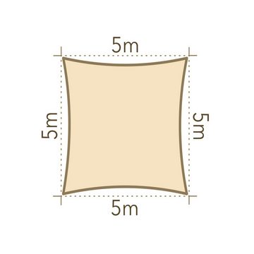anndora Sonnensegel 5x5 - quadratisch HDPE, (beige)