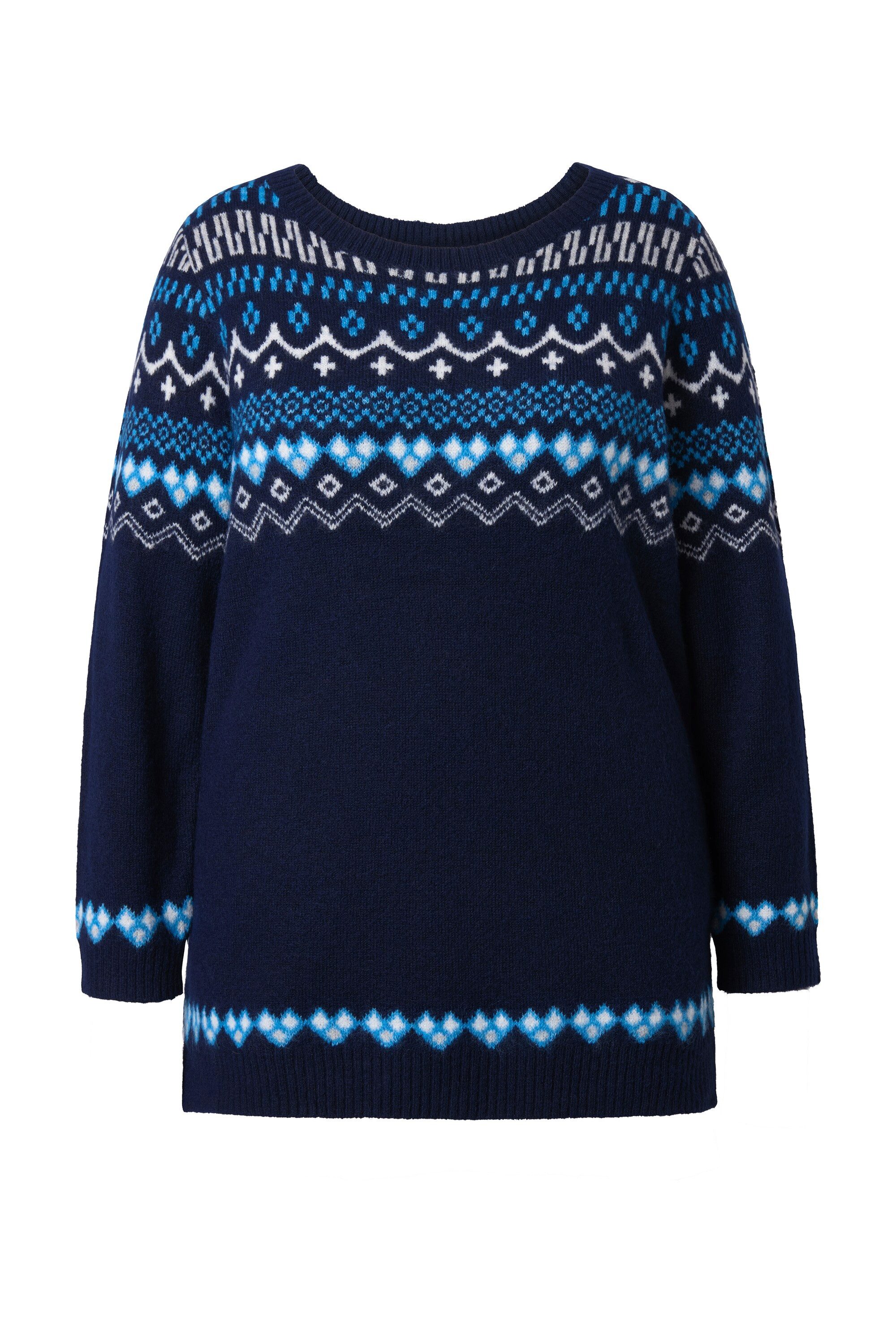 Ulla Popken Strickpullover Norweger-Pullover Rundhals Langarm weicher Stric günstig online kaufen