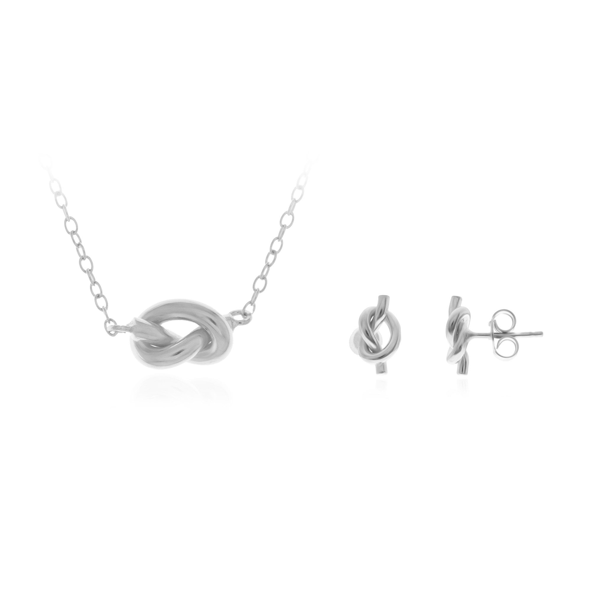 Schmuckset Ring aus 925er Sterlingsilber, kunstvoller Knoten, Ohrringe Damen
