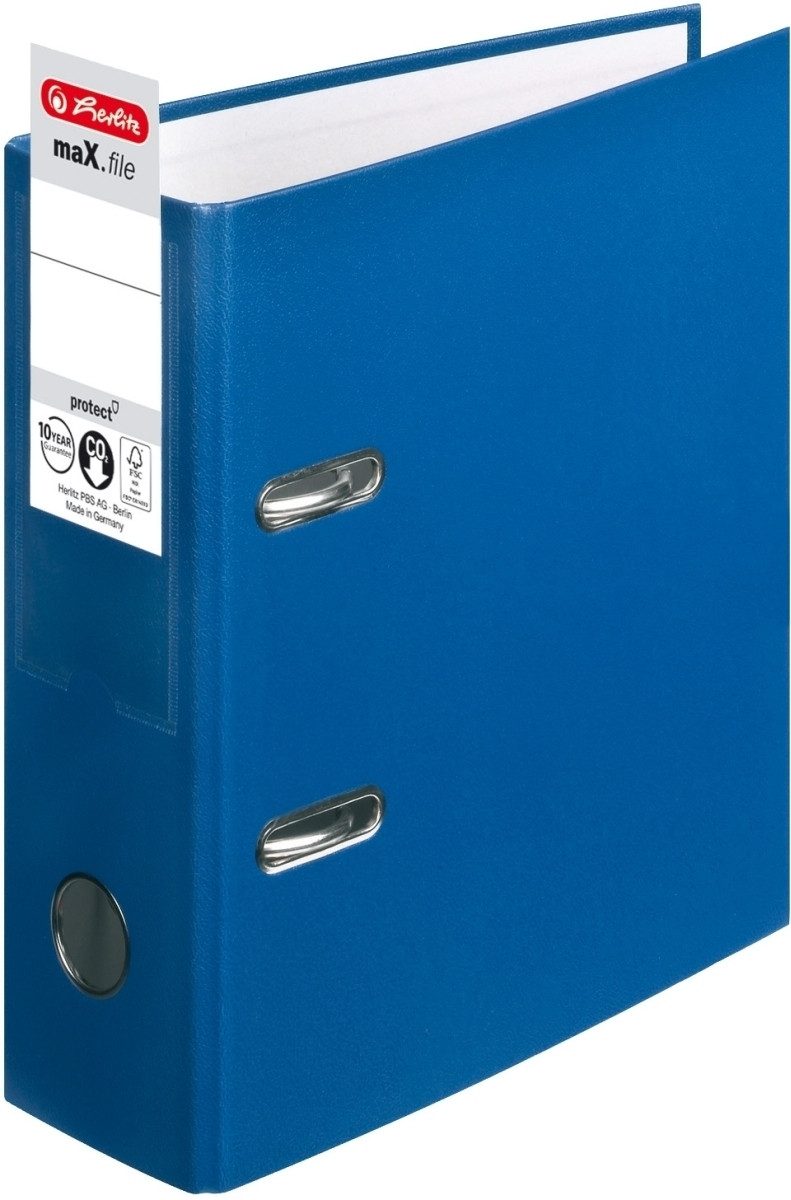 Herlitz Aktenordner Ordner Kunststoff A5 hoch maX.file protect 75mm blau