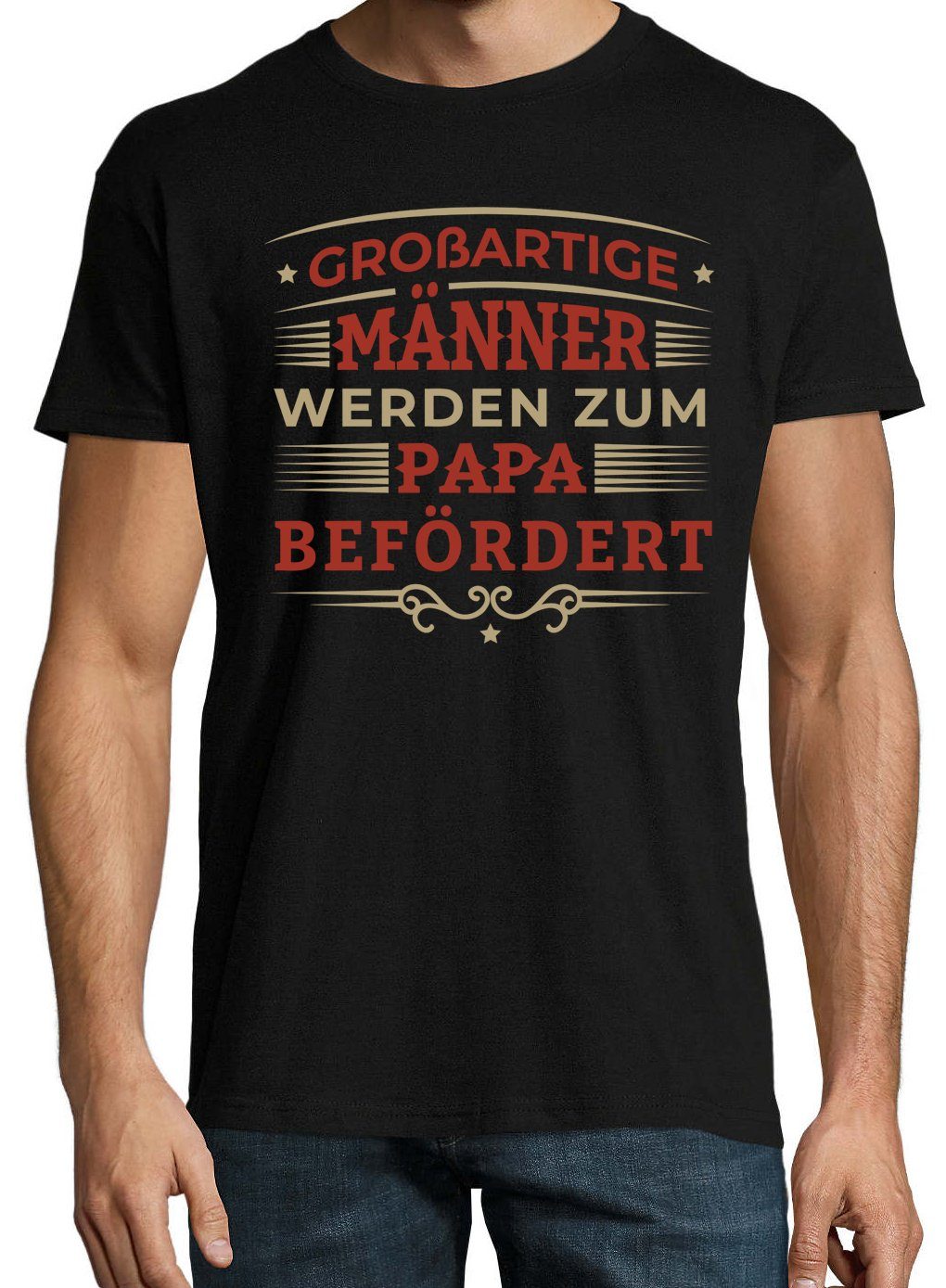 Shirt Beförderung Frontprint mit Designz Schwarz zum Herren trendigem T-Shirt Papa Youth
