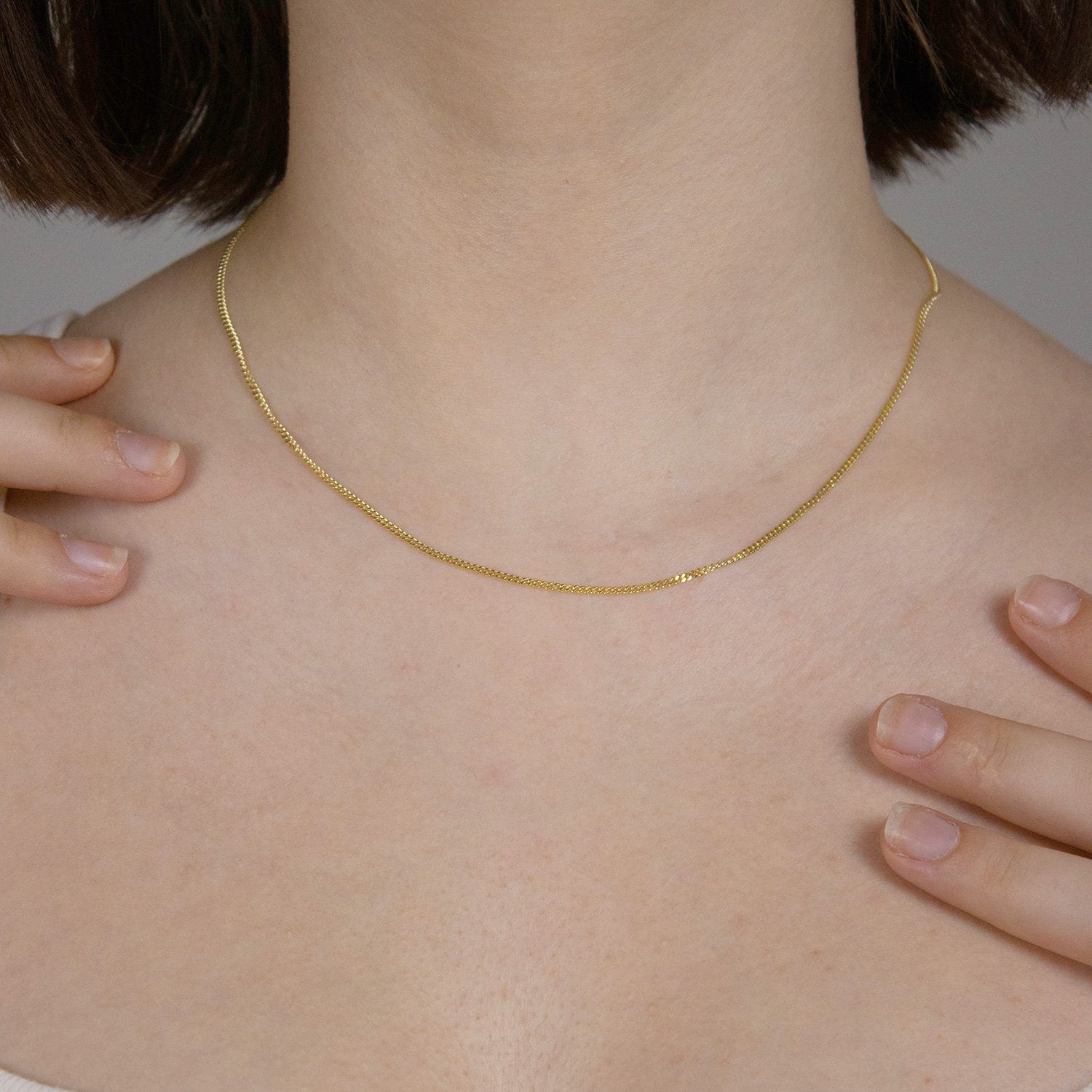 HOPLO Panzerkette Goldkette Panzerkette Länge 40cm - Breite 1,6mm - 585-14 Karat Gold