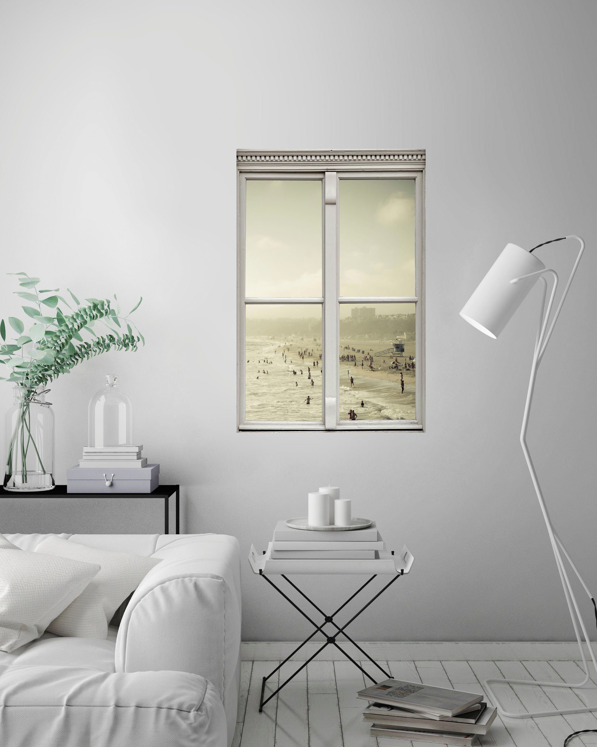 queence Wandsticker Beach, Wandsticker, Wandbild, selbstklebend, 3D, Fenster