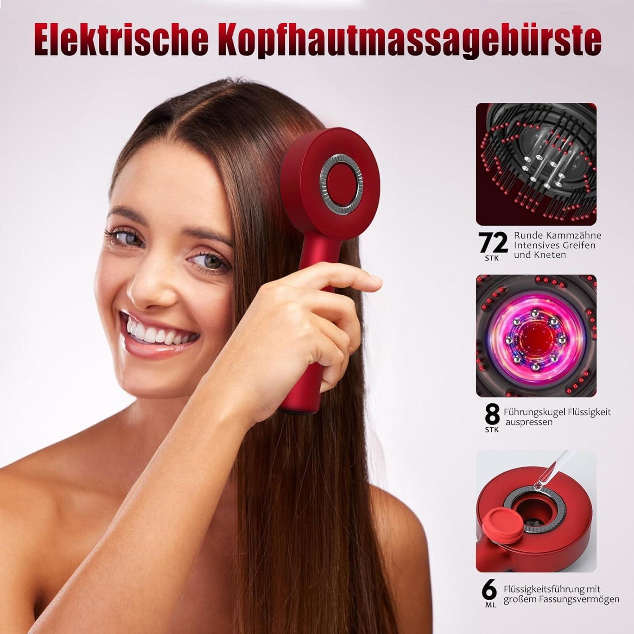FELIXLEO Fußmassagegerät Elektrischer Kopfmassagegerät, 3 Modi, Rotlicht, Ölspender, 360°, 1-tlg. – Bild 2 von 5