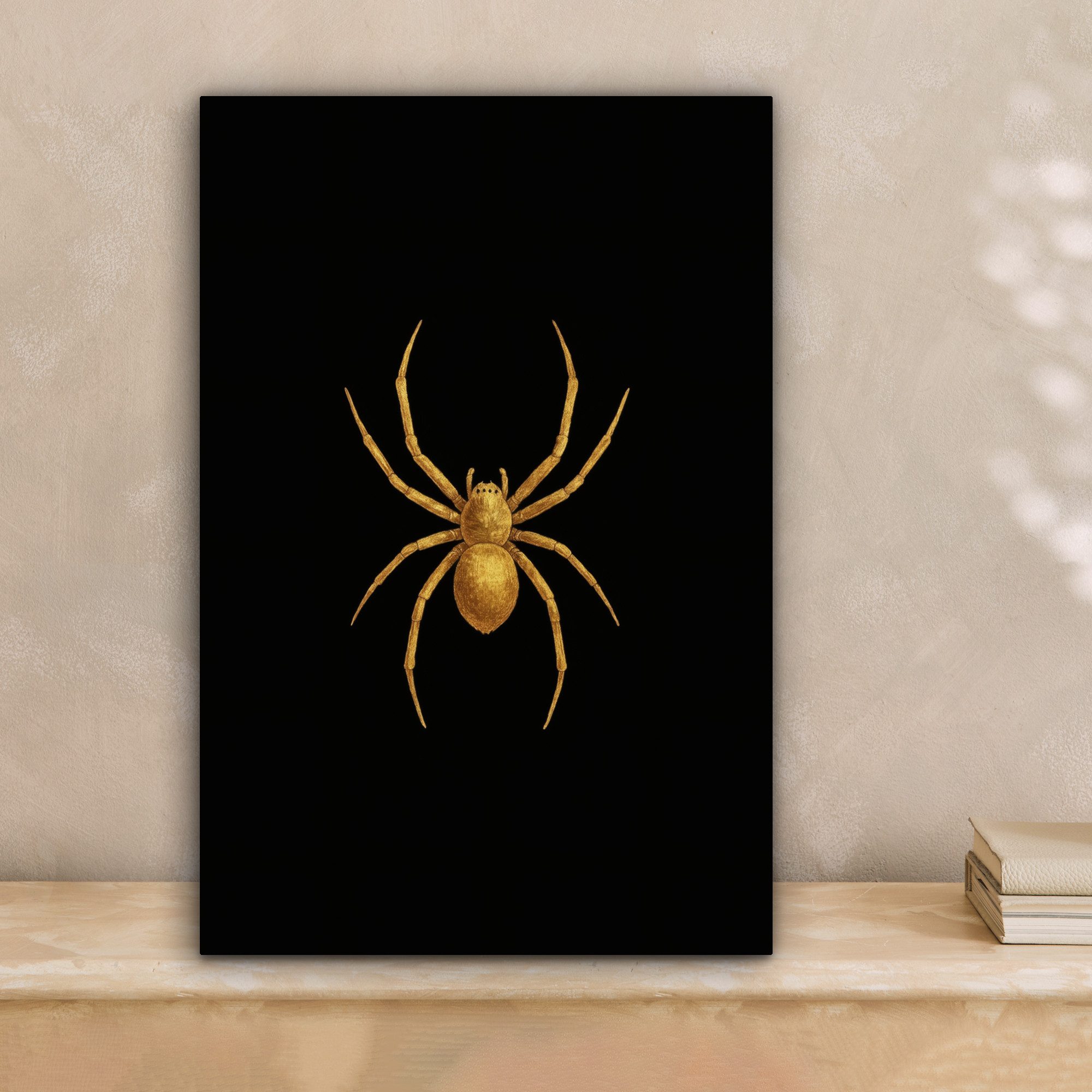 OneMillionCanvasses® Leinwandbild Spinne - Gold - günstig online kaufen