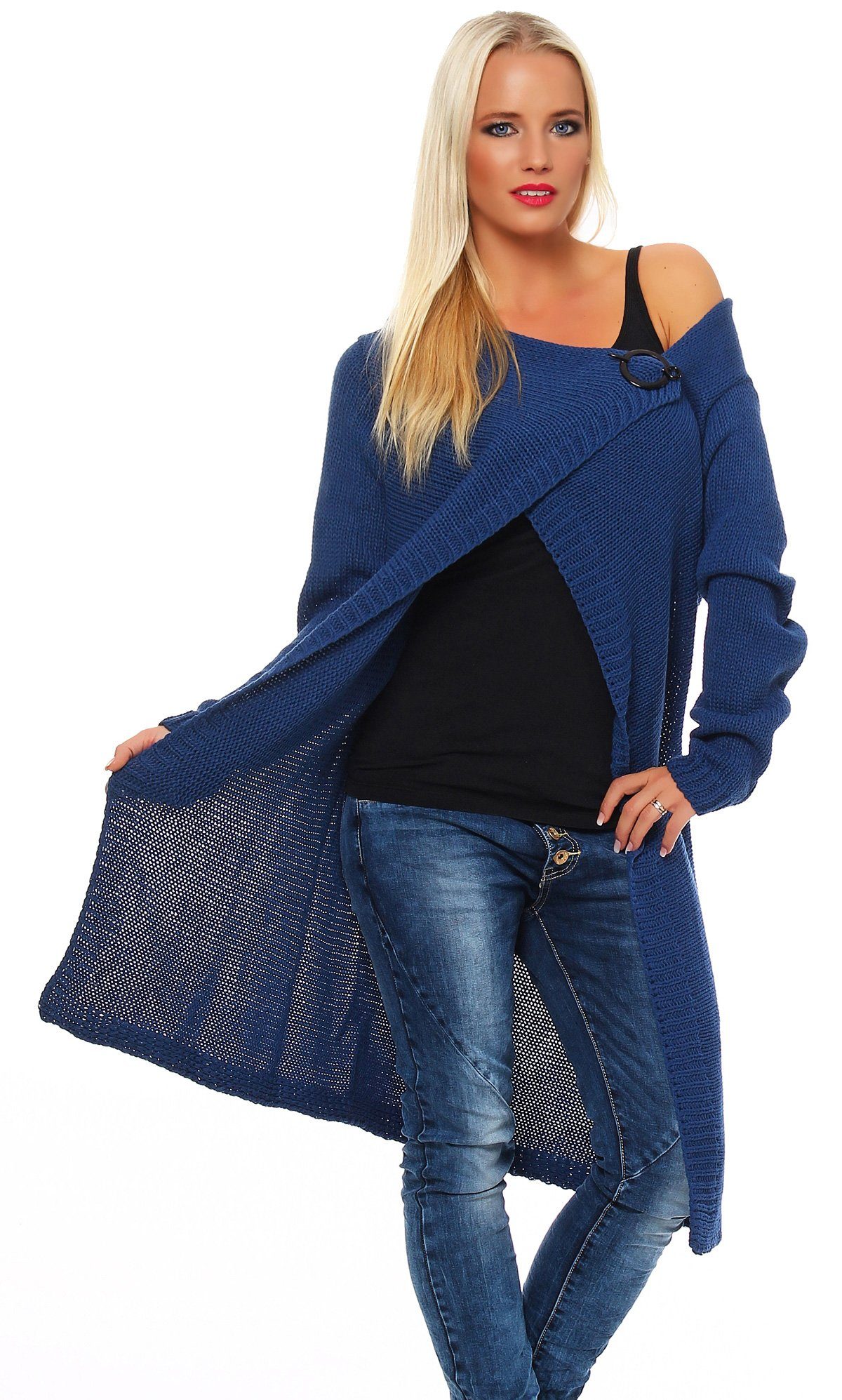 Mississhop Strickponcho Damen Poncho Cape Überwurf Strickponcho 3006