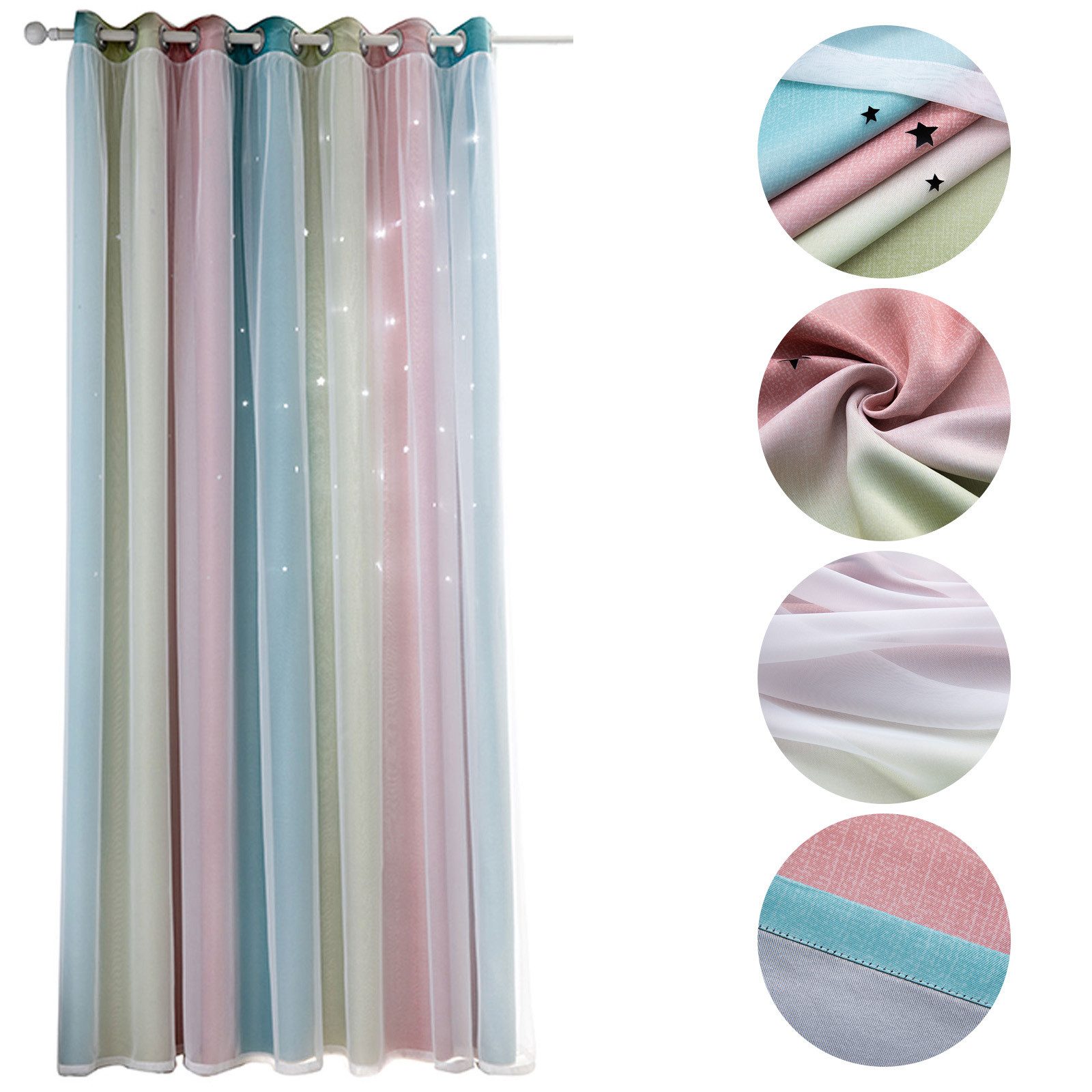 OKWISH Verdunkelungsvorhang 2er Set Curtains Farbverlauf Vorhänge Tüllvorhä günstig online kaufen