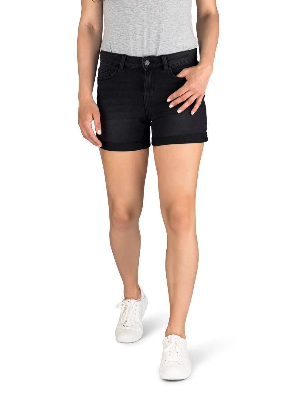 Shorts Basic may Dark Blue & Jeansshorts Hotpants Grey Stretch Regular BeLucky Light Noisy mit (27028348) Fit Damen