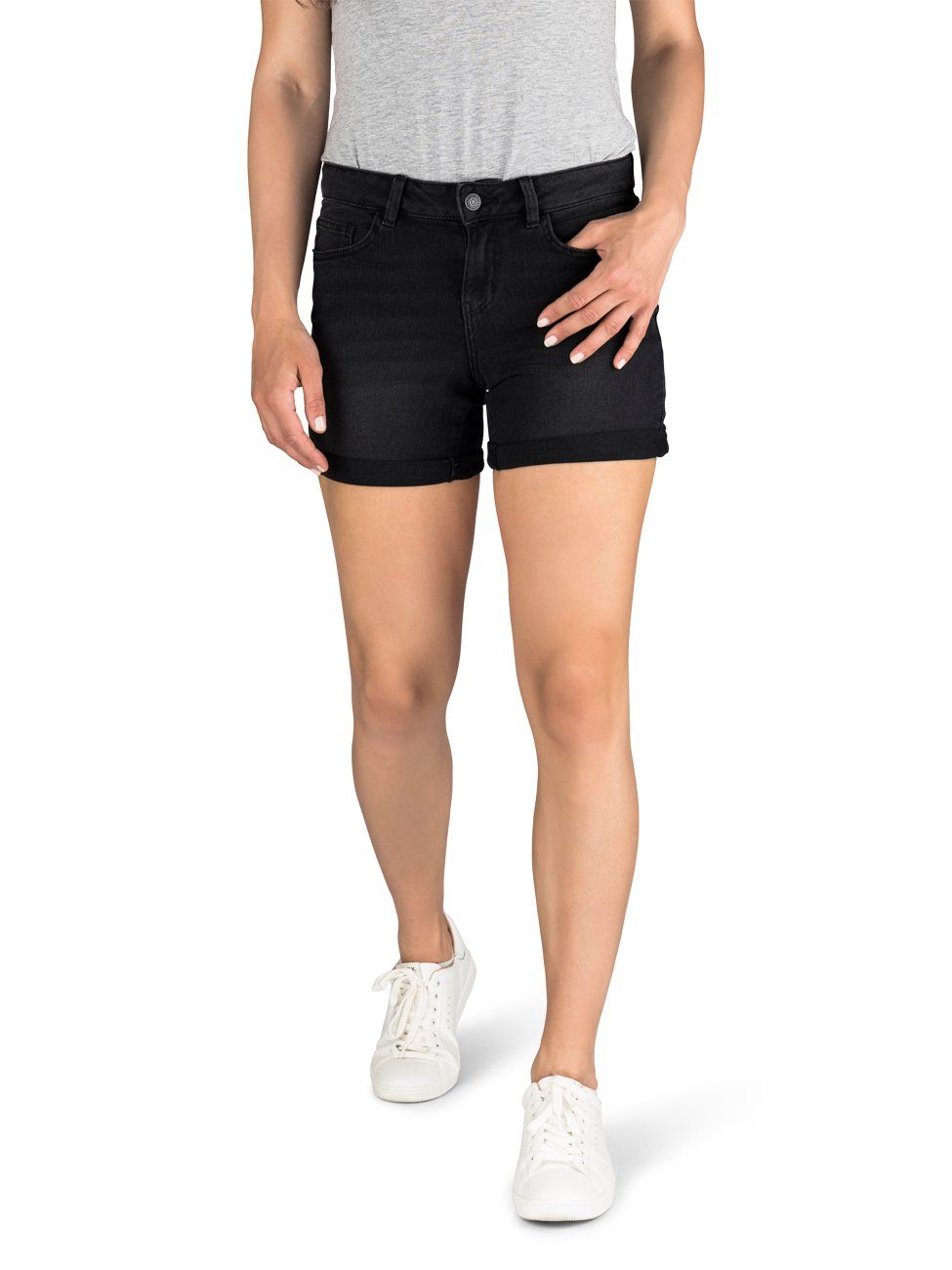 Noisy may Jeansshorts Damen Shorts BeLucky 2er Pack Regular Fit Basic Hotpants mit Stretch