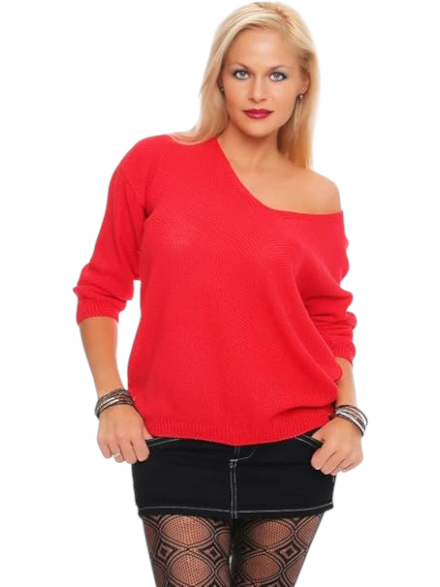 V-Ausschnitt-Pullover Damen Strick Pullover Sweatshirt Pulli 3011