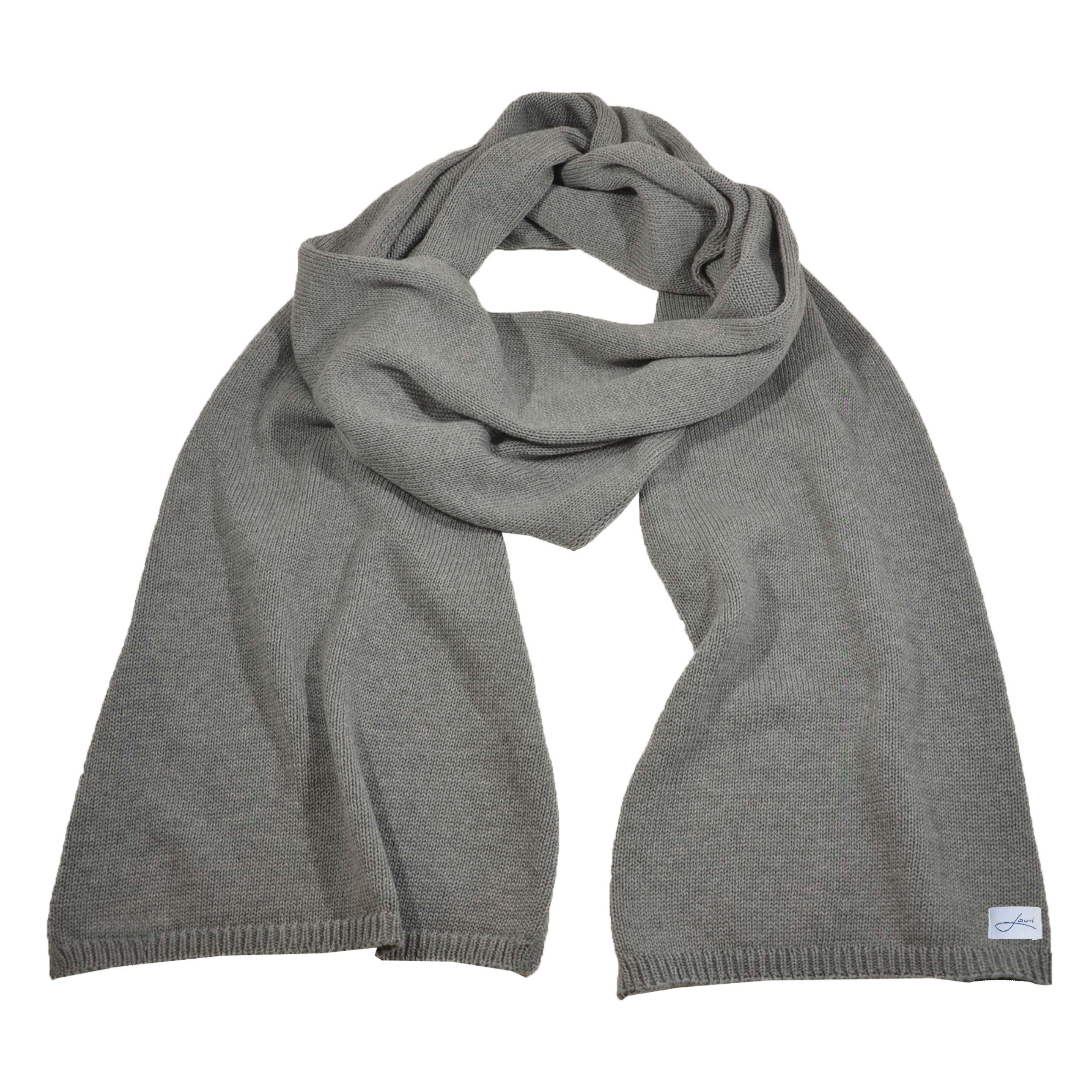 Lou-i Strickschal Winterschal Bio-Baumwolle Damen Herren Made in Germany Feinstrickschal, Made in Germany Grau