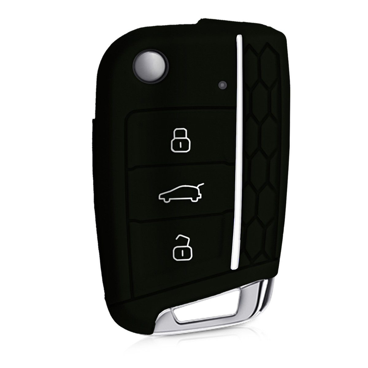 kwmobile VW Case Schlüssel Golf für MK7, Autoschlüssel 7 Schlüsselhülle Silikon Hülle Cover Schwarz-Weiß Schlüsseltasche
