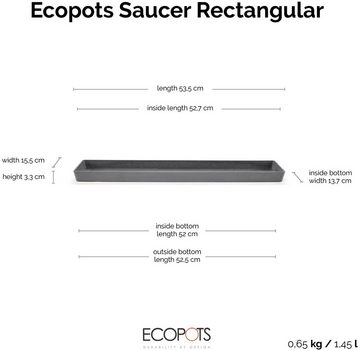 ECOPOTS Topfuntersetzer Rechteckig 55 Grau, Zubehör für Ecopots Pflanzgefäße, für innen und außen: frostsicher, bruchsicher und lichtbeständig