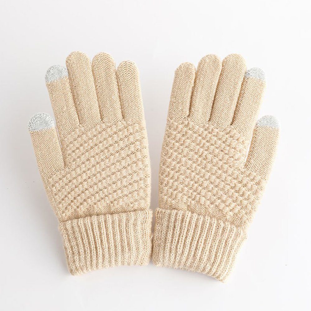 ZanMax Trikot-Handschuhe Strickhandschuhe Verdickte und Männer Frauen Gelb (Einheitsgröße) für