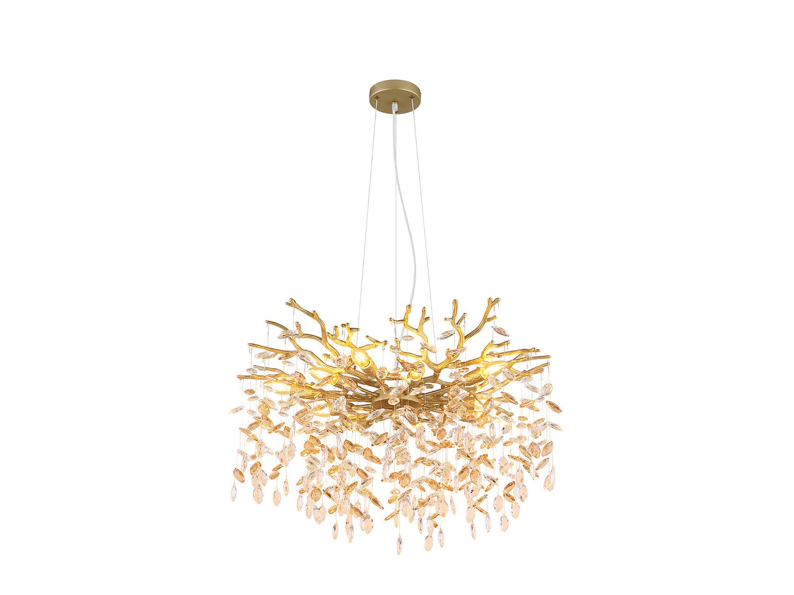 GLOBO LIGHTING LED Kronleuchter mit Kristall 2-farbig Ø 80cm, Dimmfunktion, LED wechselbar, Warmweiß, ausgefallene Pendelleuchte groß für Esstisch, Esszimmer-Lampe hängend