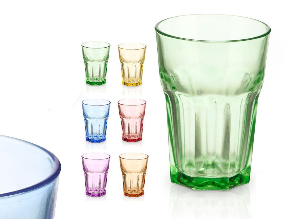 emeco Gläser-Set 6er Trinkgläser Buntes Glas 360 ml Wassergläser Longdrinkgläser 76755, 6-tlg., Glas