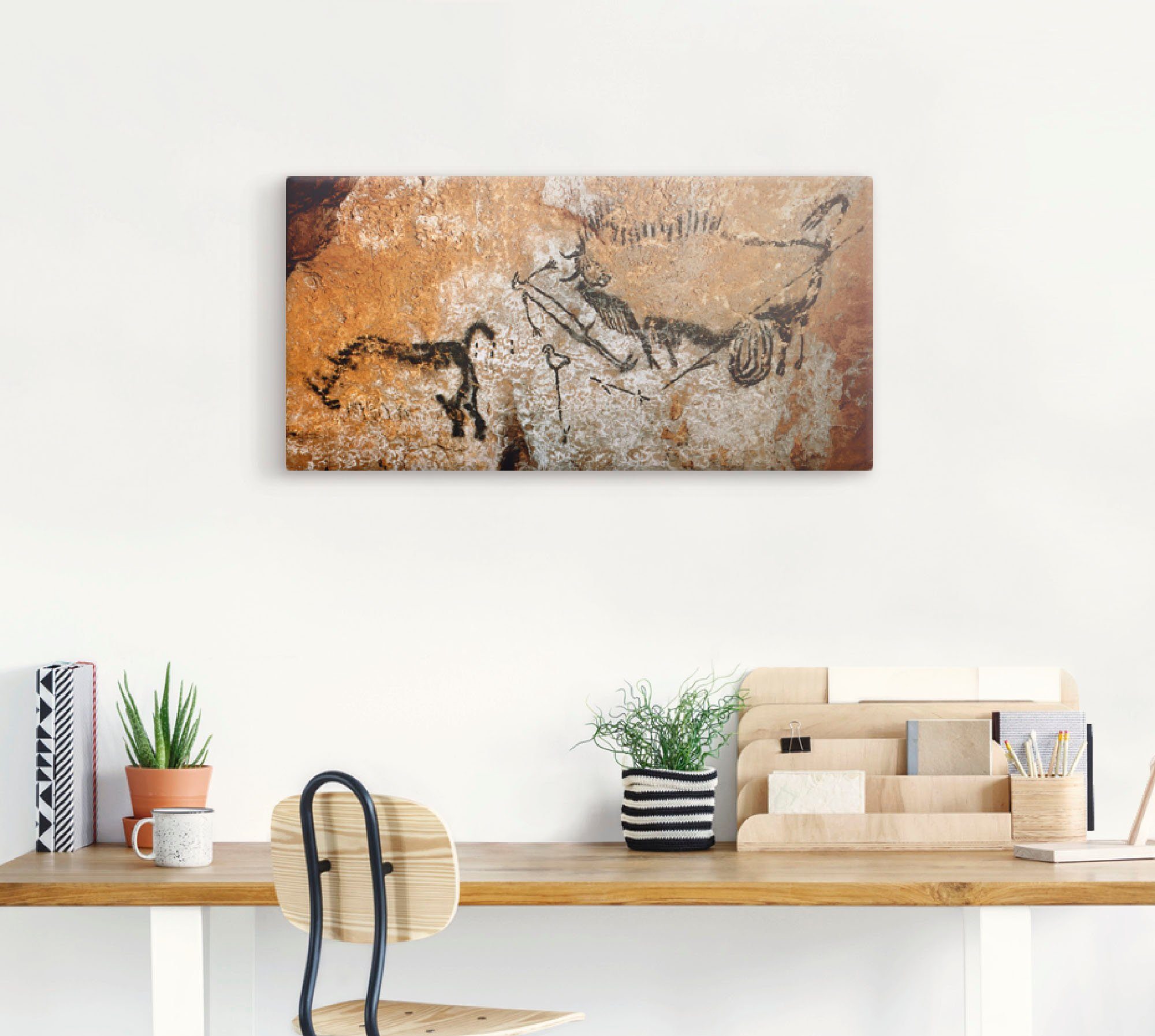 Artland Leinwandbild Höhle von Lascaux 17000 v Chr, Wildtiere (1 St), auf Holzrahmen gespannt