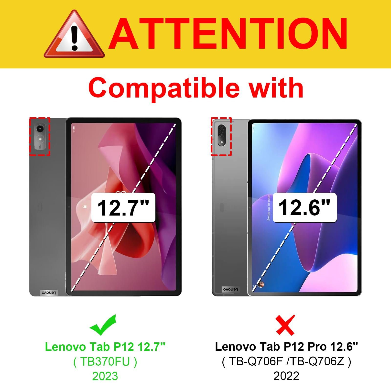 Fintie Tablet-Hülle für Lenovo Tab P12 12,7 Zoll TB370FU 2023, Multi-Winkel Folio Hülle, mit Stifthalter Dokumentschlitze und Auto Schlaf/Wach Funktion