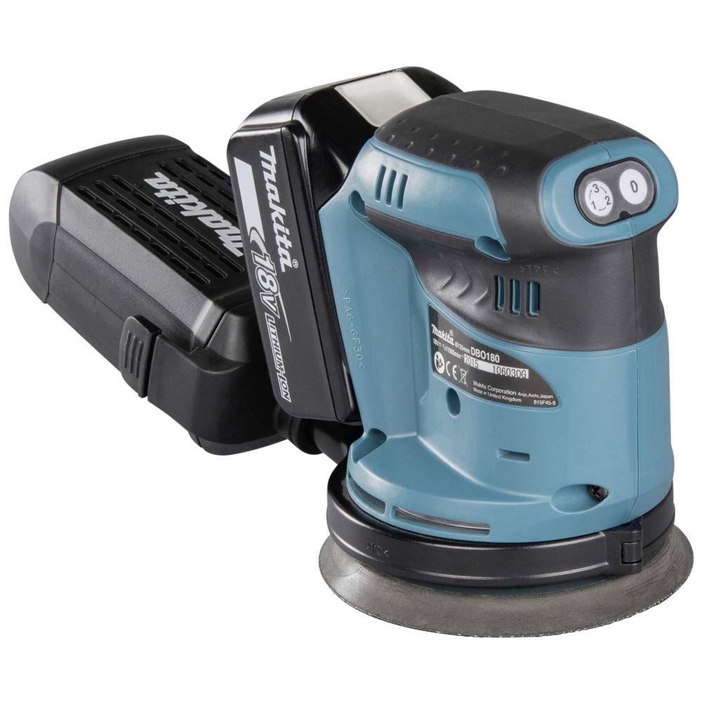 Makita Exzenterschleifer Akku-Exzenterschleifer 18V DBO180RTJ, inkl. 2. Akku, inkl. Ladegerät