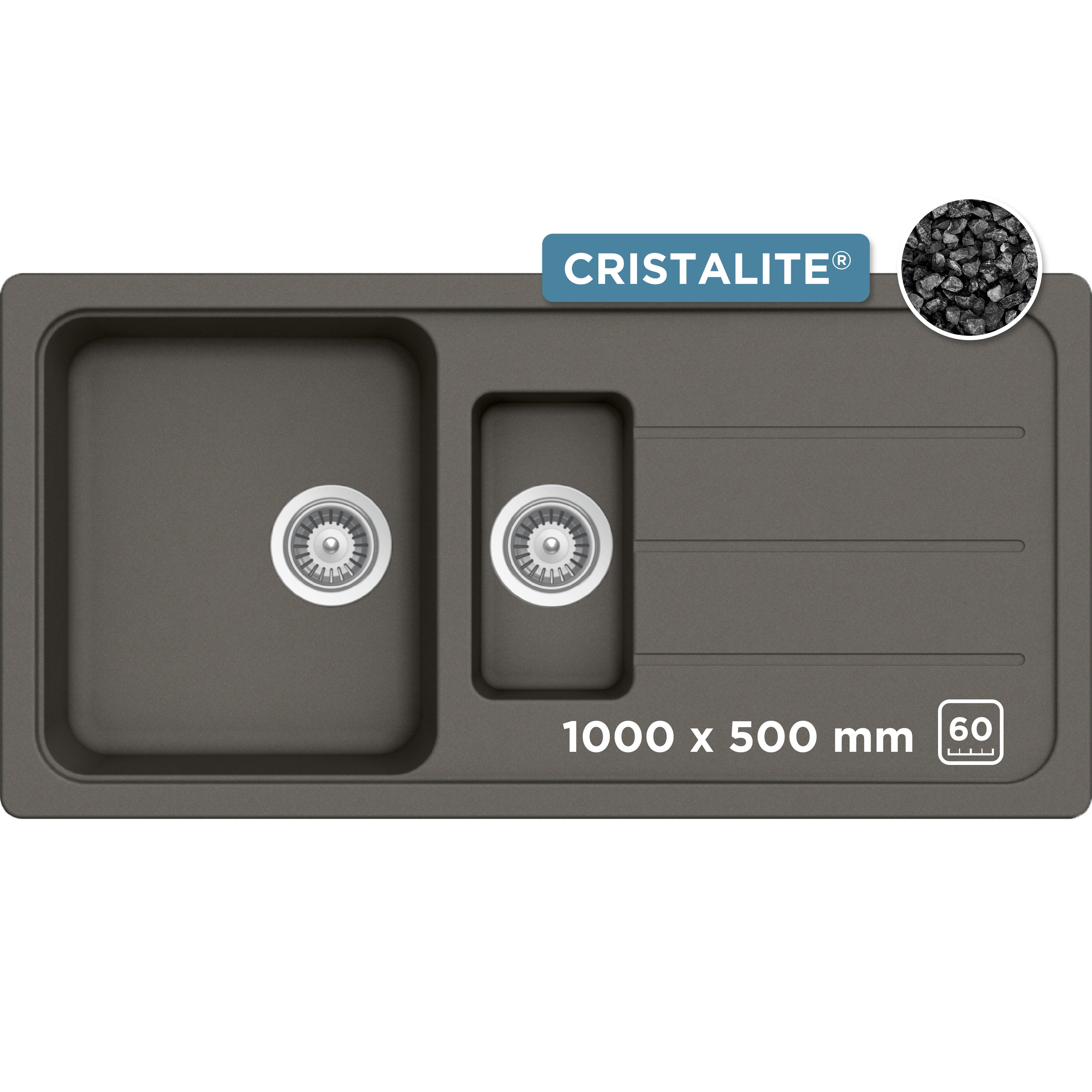 Schock Granitspüle Formhaus, rechteckig, 100/50 cm, mit Restebecken