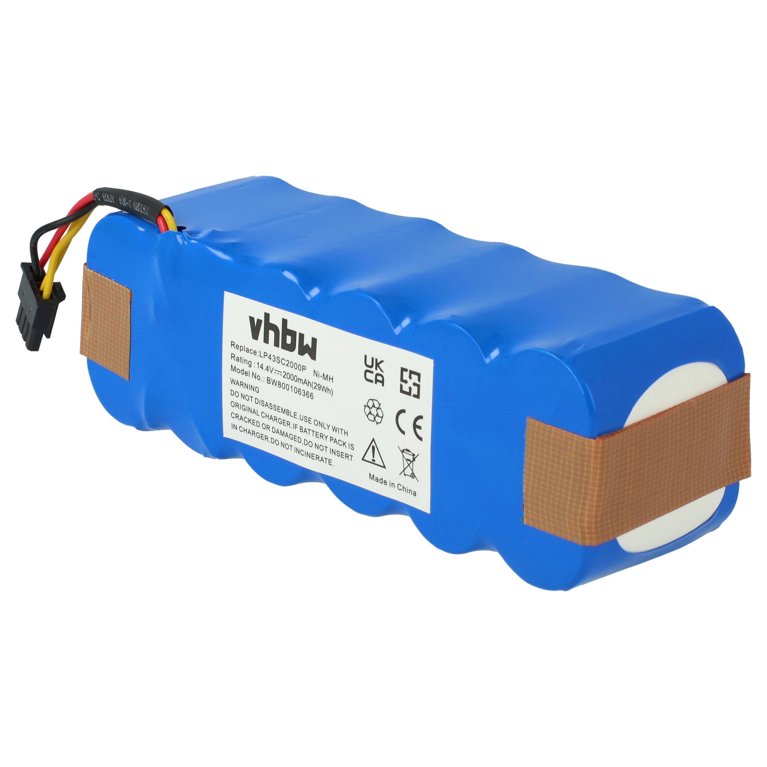 vhbw X580, KK8, DIBEA NiMH Dibea X600 mAh mit 2000 Staubsauger-Akku kompatibel (14,4 V) X500,