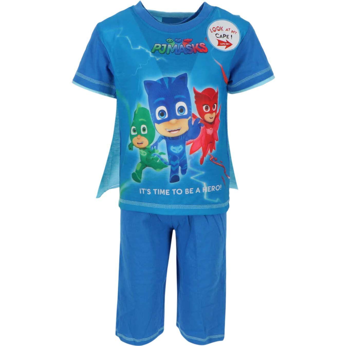 PJ Masks Pyjama PJ Masks 2-teiliges Set T-Shirt mit Umhang und kurze Hose für Kinder