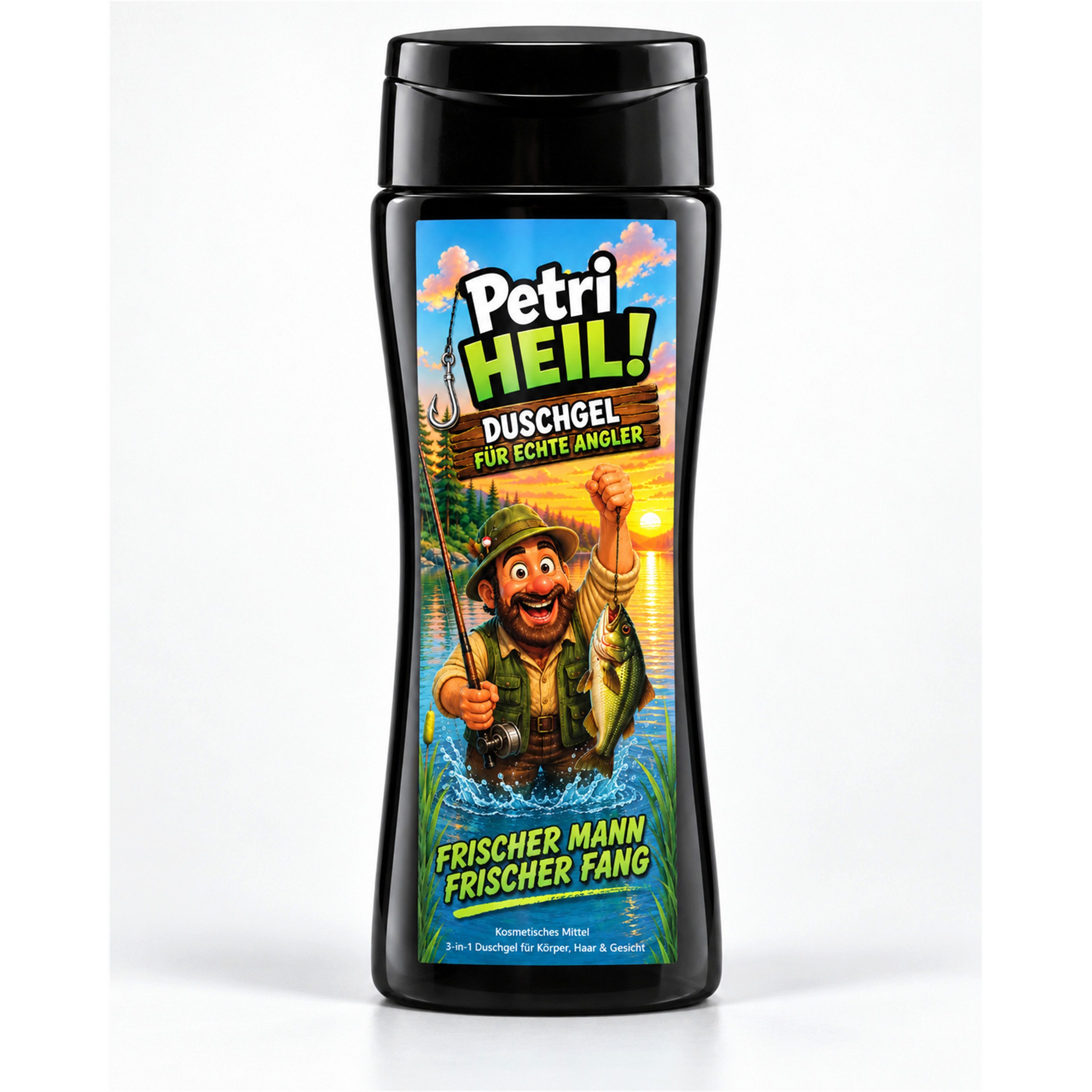 Deggelbam Duschgel Petri Heil 3-in-1 Duschgel – Geschenk für Angler 250 ml, 3-in-1, Angler-Geschenk, Petri-Heil-Humor, 250 ml