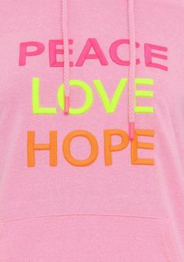 Zwillingsherz Kapuzensweatshirt Patrizia mit Peace-Love-Hope Strickerei