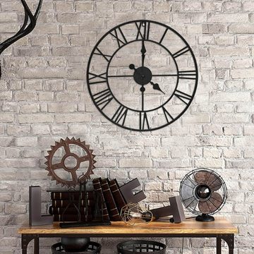 REDOM Wanduhr 50 cm Wand Uhr Küchenuhr Metall Uhren Lautlos Vintage Wohnzimmer leise (Ohne Tickgeräusche Ohne Batterie Wohnzimmer Küche Schlafzimmer Büro)