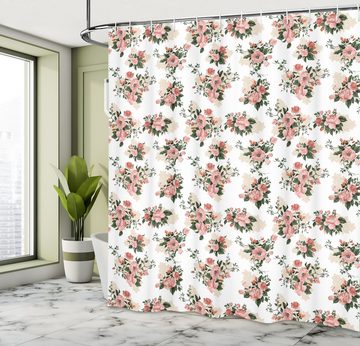 Abakuhaus Duschvorhang Moderner Digitaldruck mit 12 Haken auf Stoff Wasser Resistent Breite 175 cm, Höhe 180 cm, Blumen Englisch Garten Nostalgie